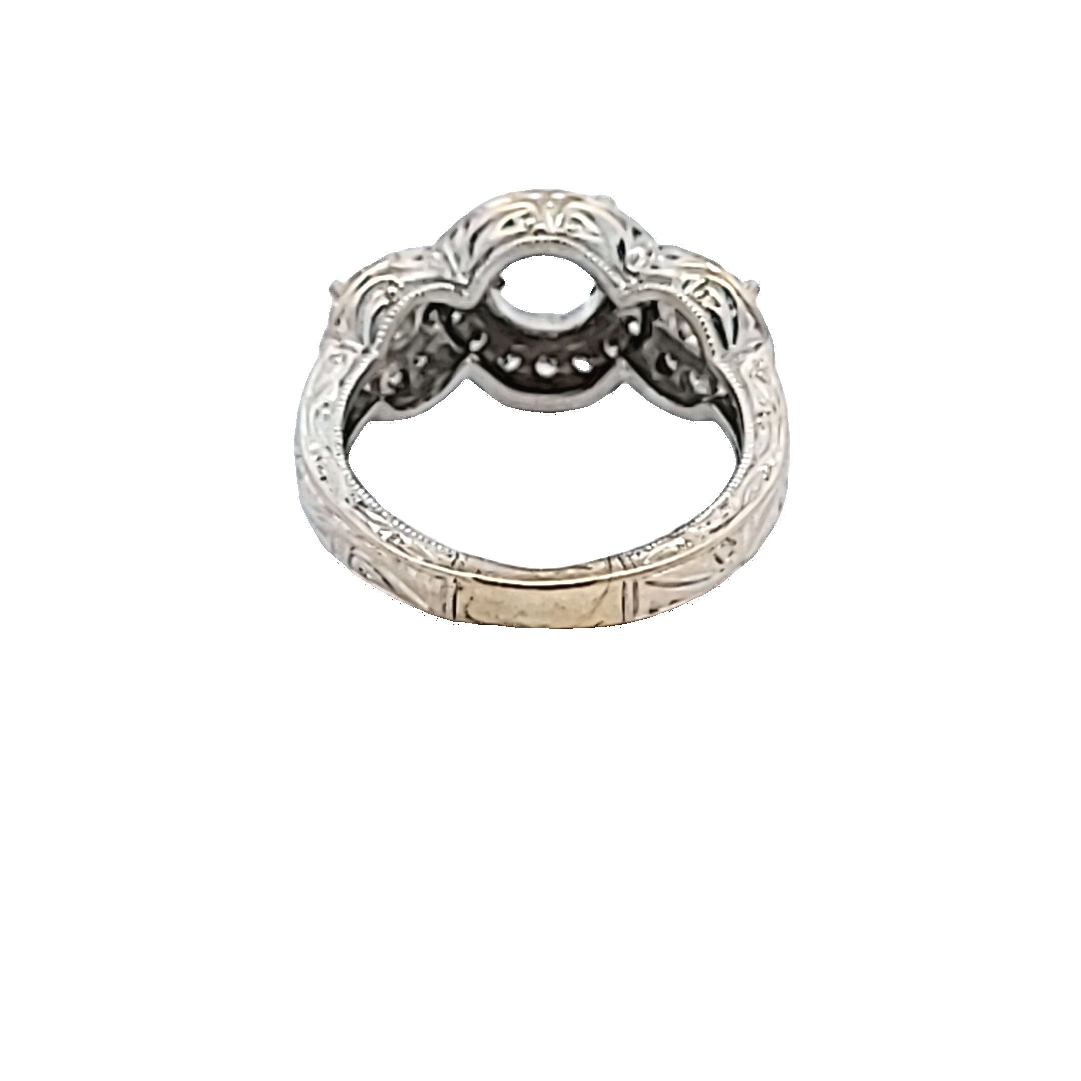 0.74 Carat Round Brilliant Diamond Platinum Semi Mount Ring - Elegant Engagement Wedding Band for Women | Perfect for Proposals, Anniversaries & Special Occasions