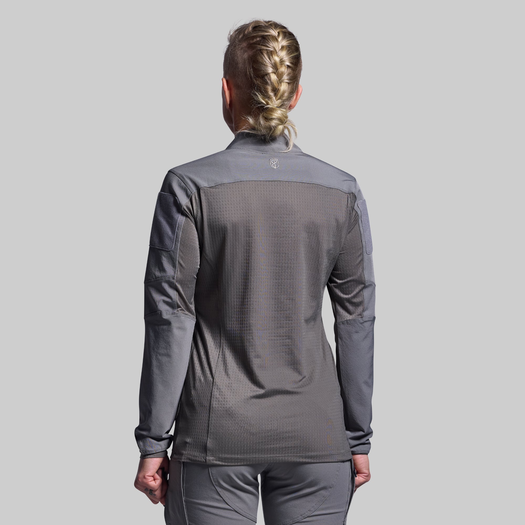 Women's Long Sleeve Open Back Workout Top - Breathable Athletic Shirt for Yoga, Gym & Running (Wolf Grey)