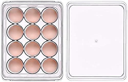 Kepzell Clear Refrigerator Egg Storage Container - Holds 12 Eggs | Durable Plastic Egg Tray for Kitchen Organization | Perfect for Fridge, Pantry & Farm Fresh Eggs