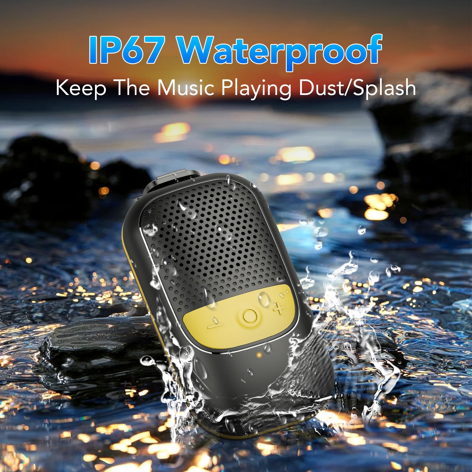 Portable Bluetooth Speaker with Built-in Mic, 15H Playtime, IP67 Waterproof - Wireless Mini Speaker for Hands-Free Calls, Outdoor Adventures, Hiking, Biking - Perfect Gift for Men & Women (Home, Office, Travel, Camping)