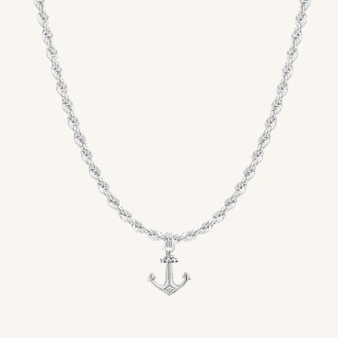 Elegant White Stone Necklace for Women - Dainty Anchor Pendant Jewelry - Perfect for Beach Outings, Casual Wear & Gifts