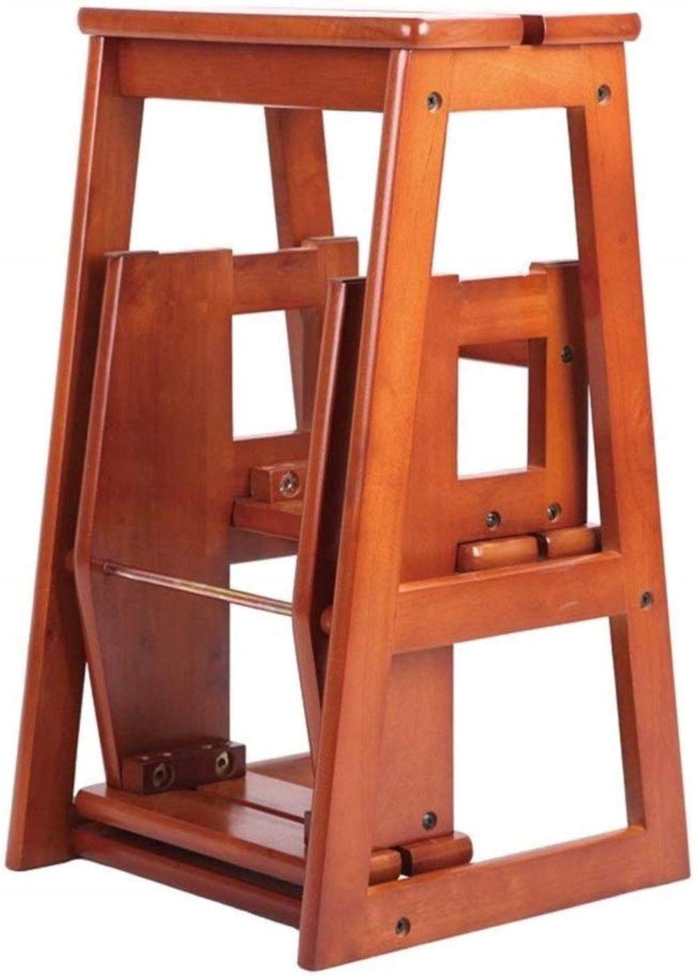 3-Step Foldable Wooden Step Stool for Home, Library, and Kitchen - Multifunctional Ladder Stool with Non-Slip Surface - Perfect for Reaching High Shelves, Organizing, and Home Decor