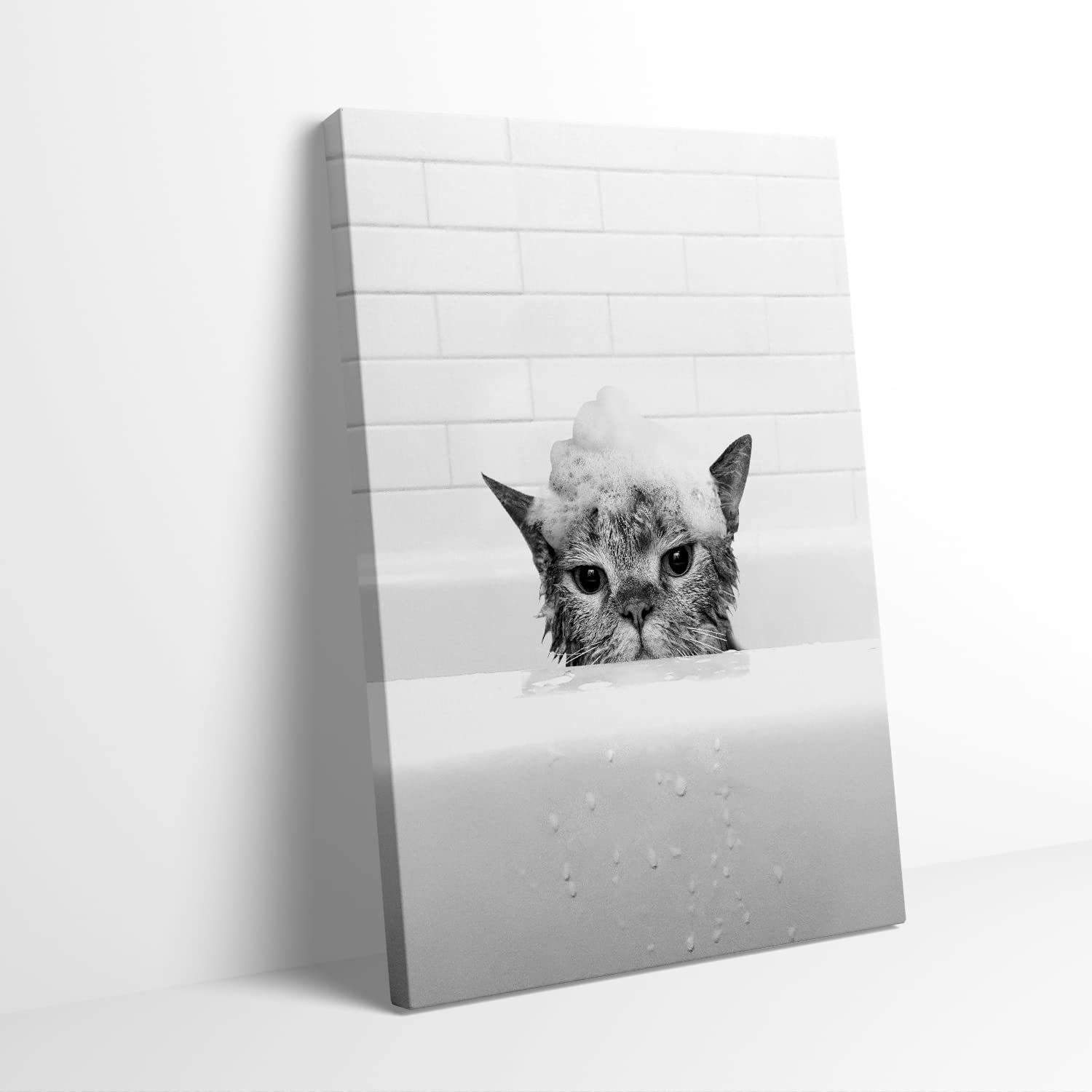 Funny Animal Wall Art - Cute Cat Bathroom Decor, Modern Powder Room Sign, Unique Restroom Wall Decor, 28x40 Inches - Perfect for Bathroom, Toilet, or Laundry Room Decoration