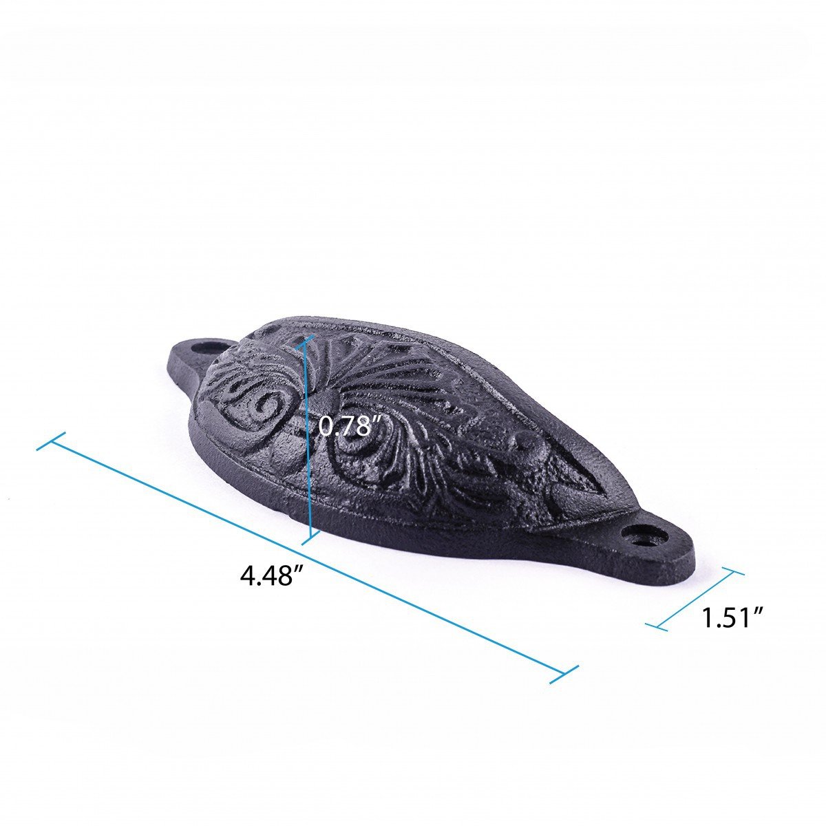 4.5 Inch Black Wrought Iron Cabinet Knobs & Drawer Pulls with Mounting Hardware - Pack of 6 - Vintage Style Kitchen & Bathroom Cabinet Handles for Home Renovation & Furniture Upgrade