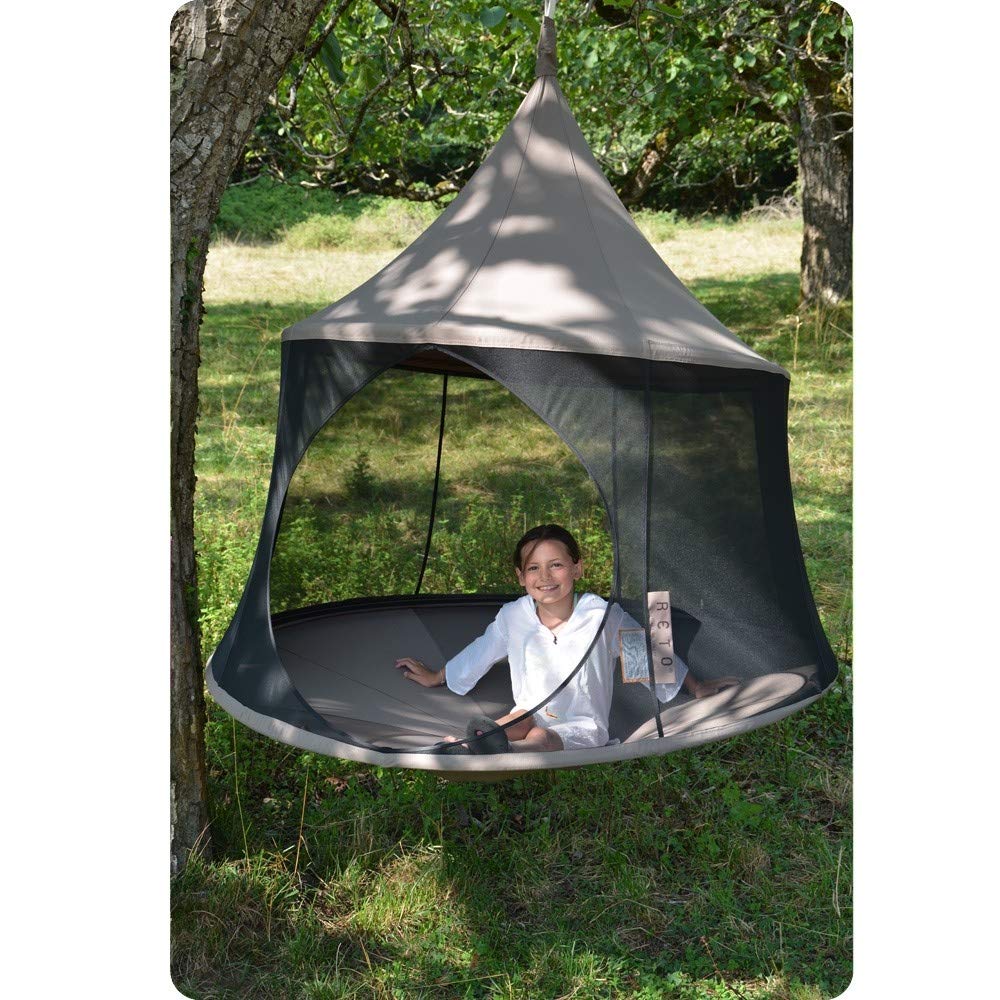 Vivere Polyester Canvas Multi-Person Hanging Hammock Pod with Rope & Carabiner - 440 lb Capacity - Perfect for Backyard, Camping, and Indoor Relaxation