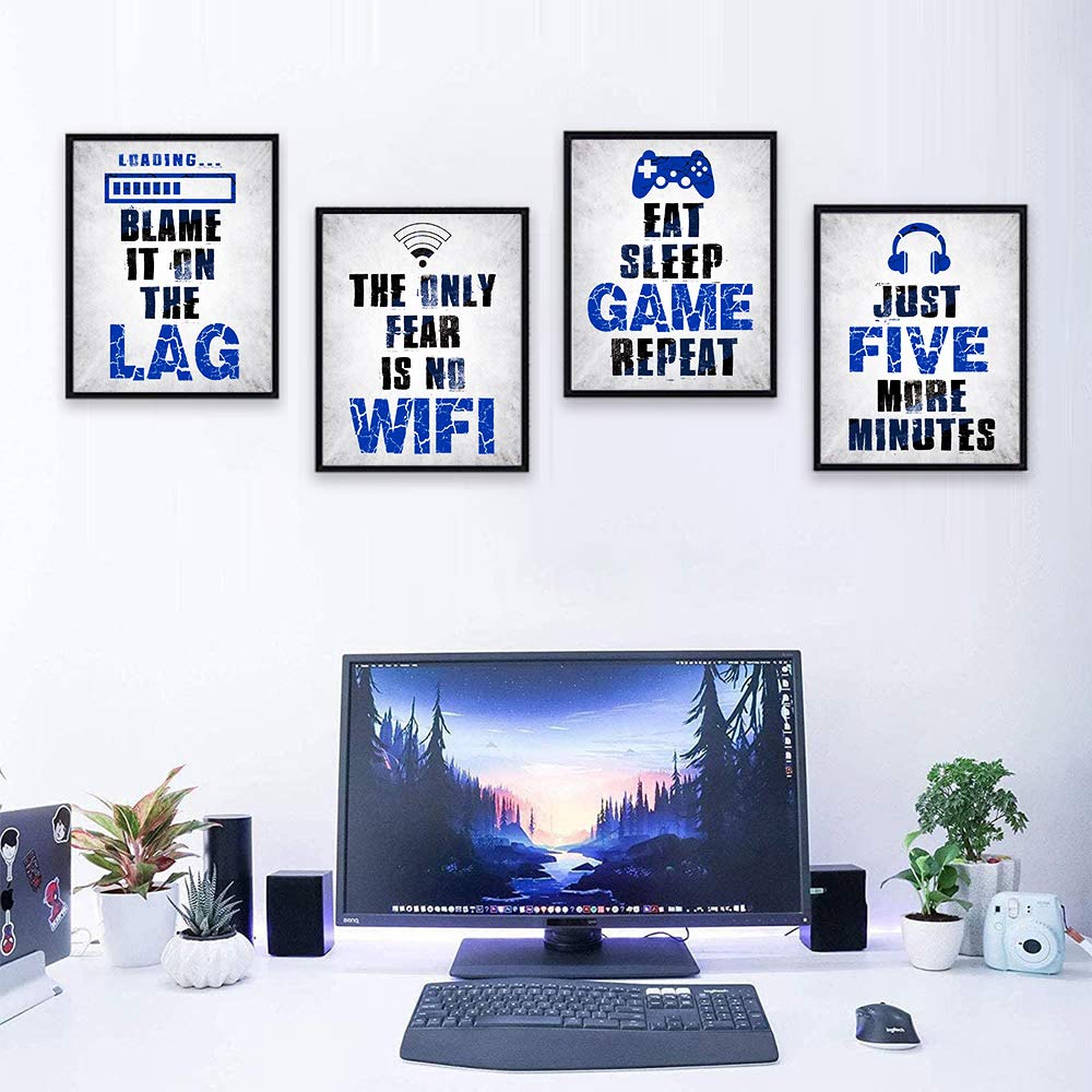 CHIEN-CHI LILI Video Game Posters Set of 4 - Gaming Themed Art Prints for Wall Decor, Boys Bedroom, Gamer Room & Kids Room (Unframed) - Perfect for Gaming Enthusiasts, Man Cave & Teen Room Decor