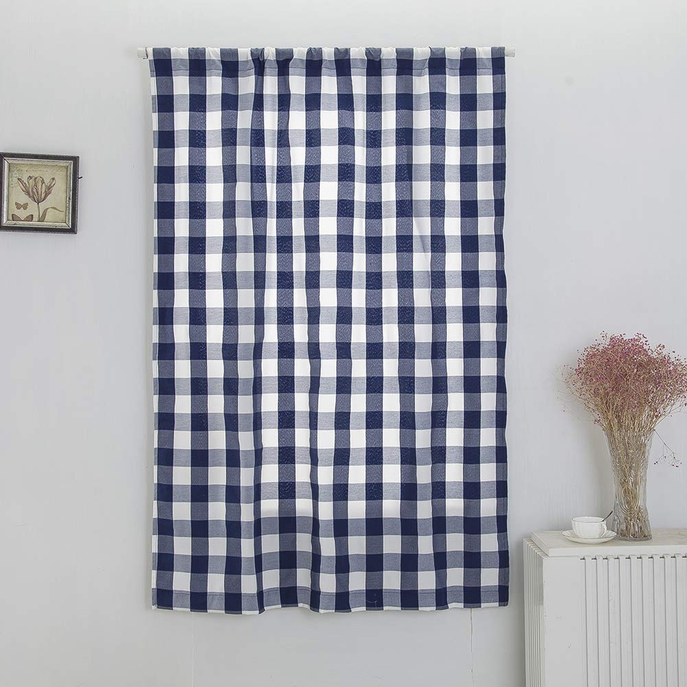 Farmhouse Blue Buffalo Check Thermal Curtains - Insulated for Small Windows & Home Decor