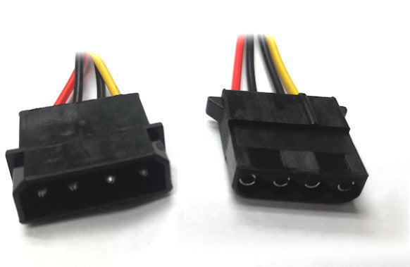 4 Pin Molex Non-Sleeved Power Supply Extension Cable - 12 Inch & 24 Inch Options for PC, Server & Electronics DIY Projects