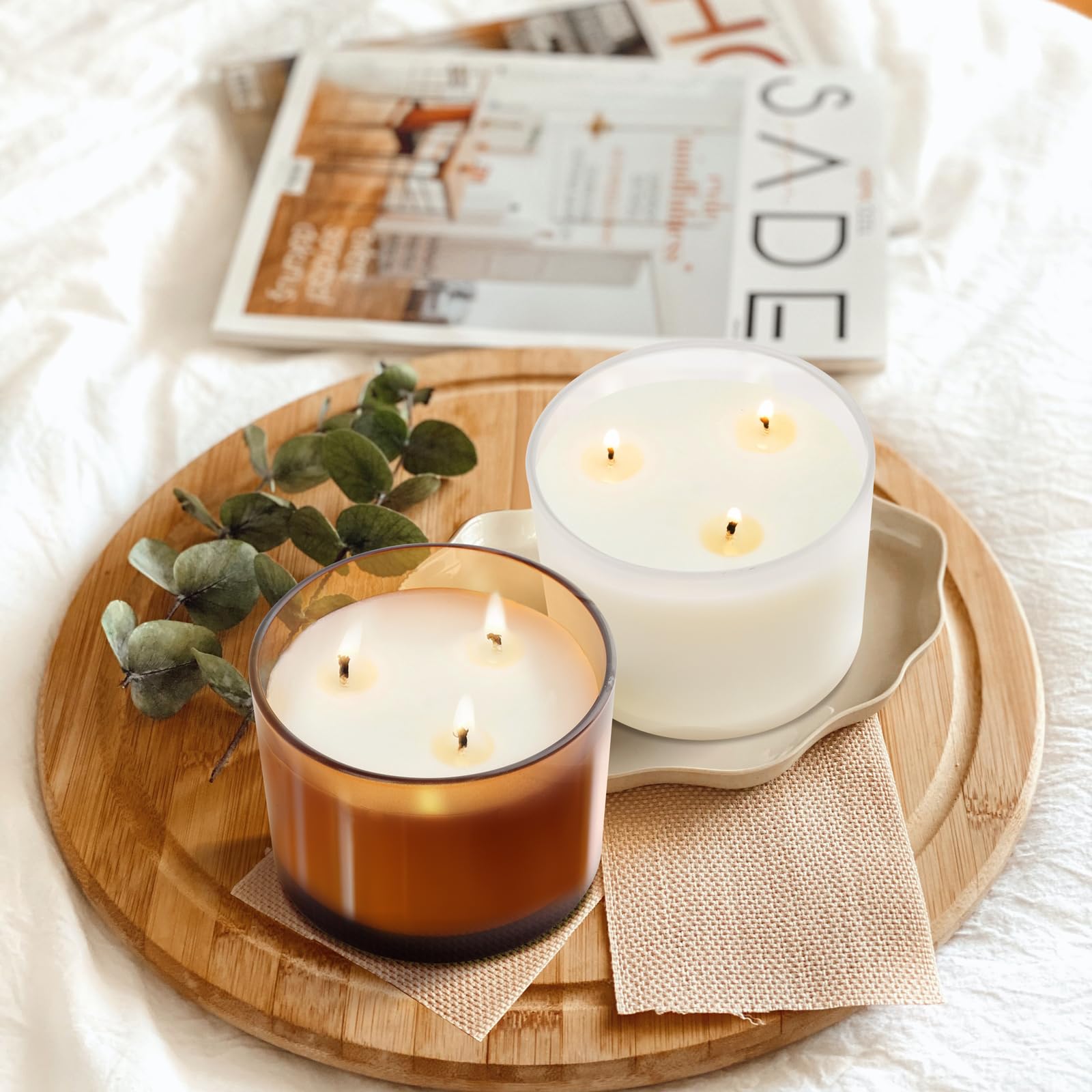 18 oz Thick Candle Jars with Wood Lids - 6 Pack Clear Empty Containers for DIY Candle Making, Wax Melts, Bath Salts & Home Decor - Perfect for Gifts, Weddings & Aromatherapy