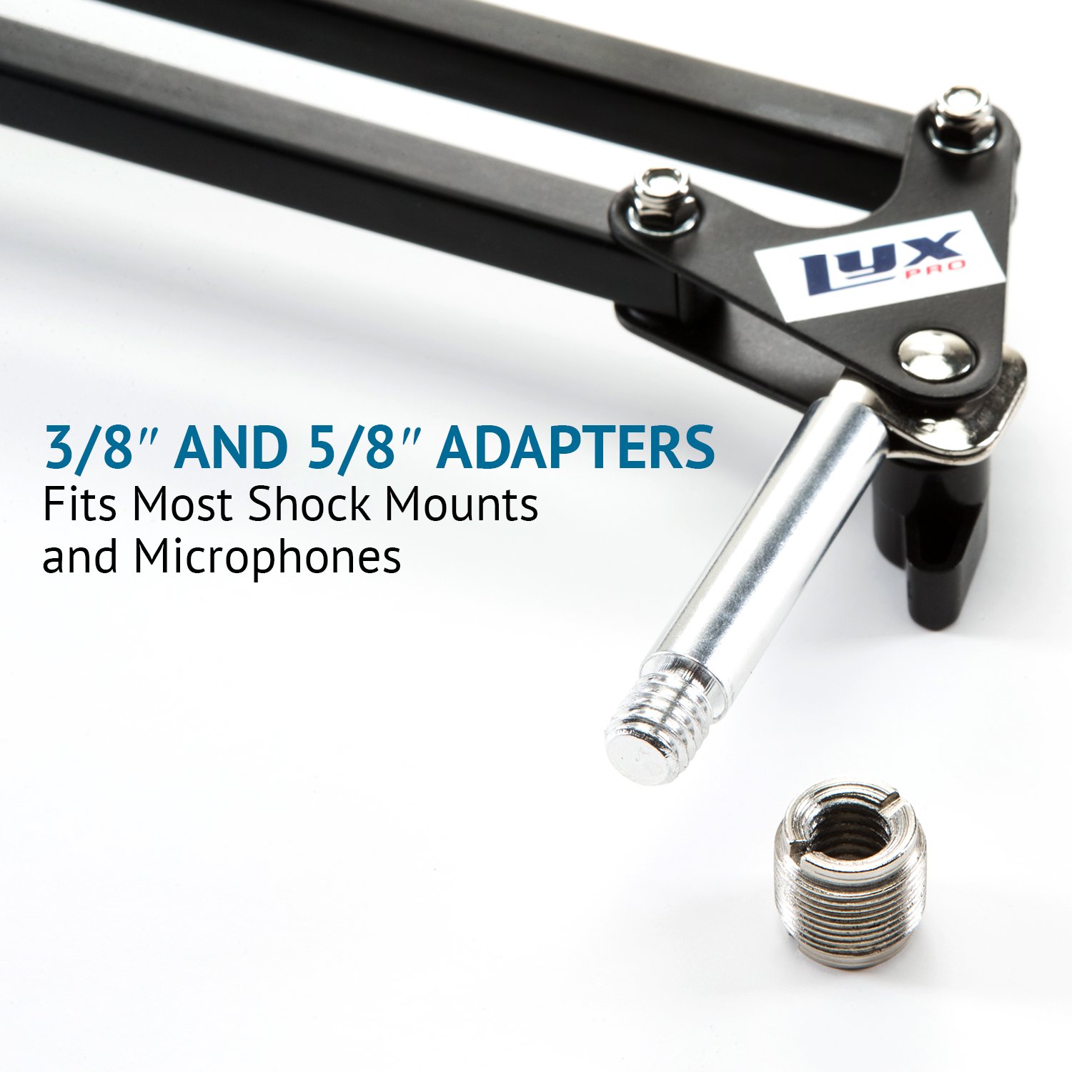 LyxPro DKR-1 Adjustable Microphone Boom Arm Stand with Swivel Mount & Desk Clamp - Compatible with Blue Yeti, Snowball & Other Studio Mics (Black) - Perfect for Podcasting, Streaming & Home Recording Studios