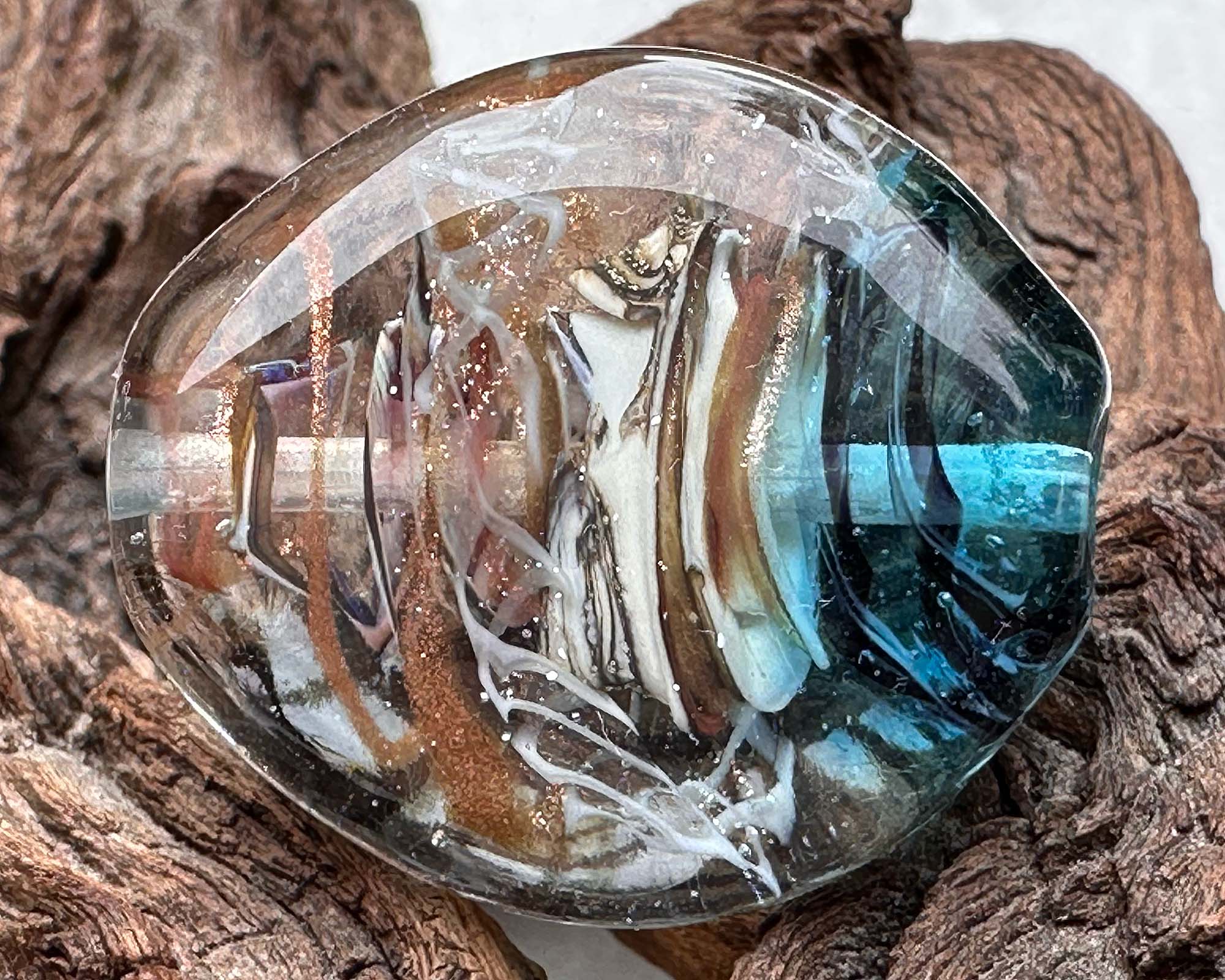 Aqua Bay Swirl Lampwork Glass Focal Bead - Handmade SRA Jewelry Bead for Necklaces, Bracelets & DIY Craft Projects - Perfect for Beading, Jewelry Making & Unique Gift Ideas