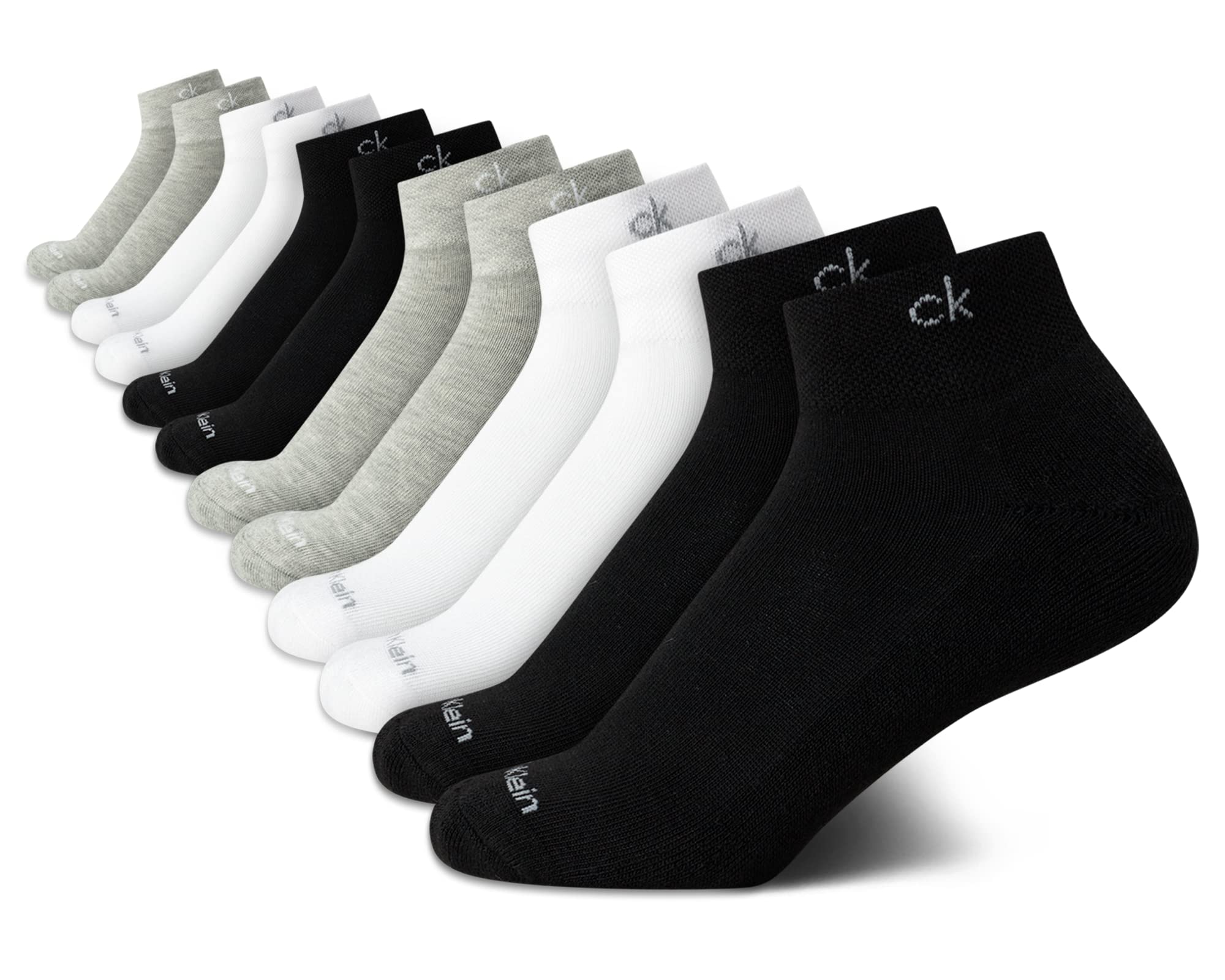 Calvin Klein Women's Quarter Socks - 12 Pack Cushioned Athletic Ankle Socks for Running, Gym & Workout - Breathable Comfort Socks for Women (Size 4-10) | Perfect for Sports, Yoga & Daily Wear