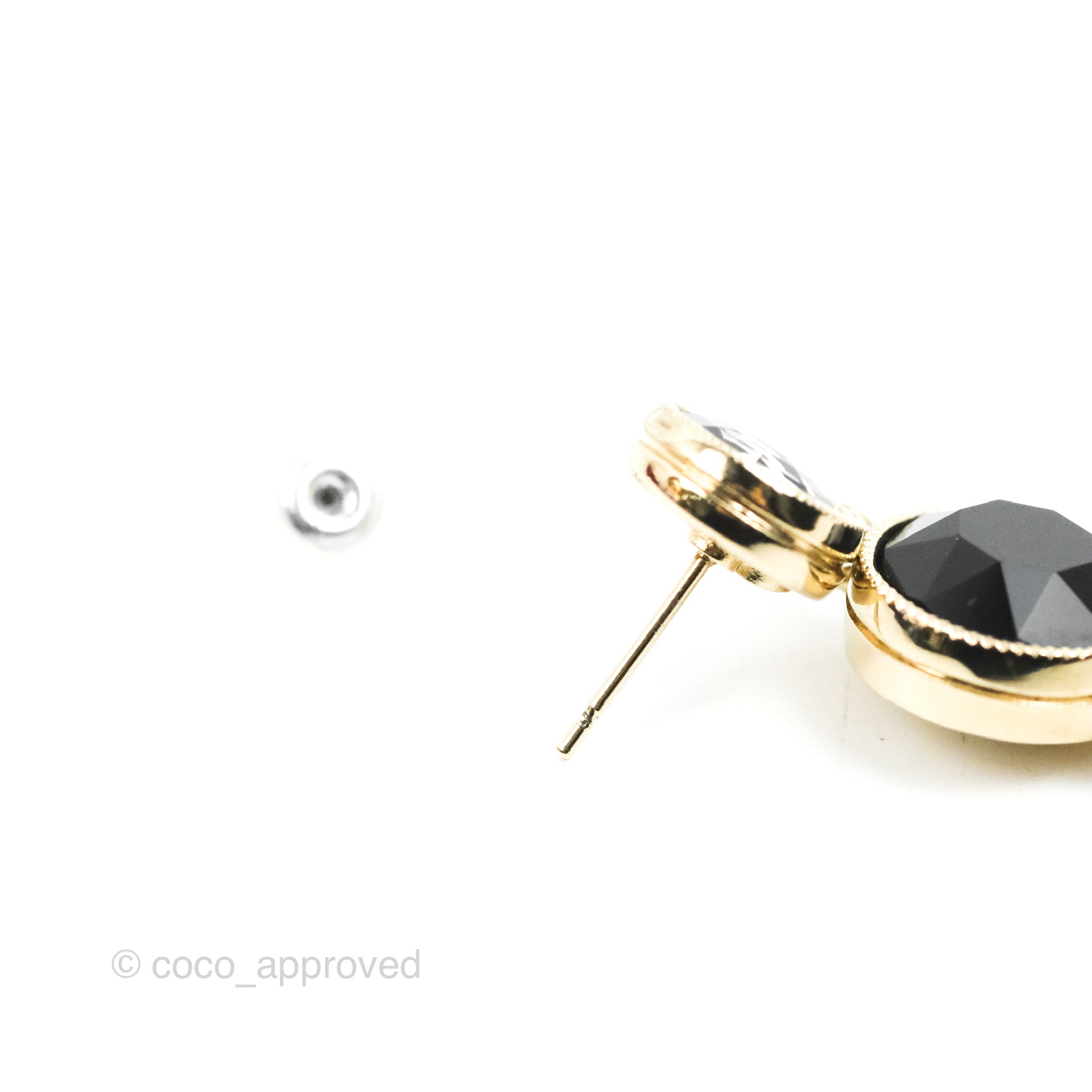 Chanel Black Resin Bead Long Drop Earrings in Gold Tone - Elegant 18B Collection for Women | Perfect for Evening Parties, Weddings & Special Occasions