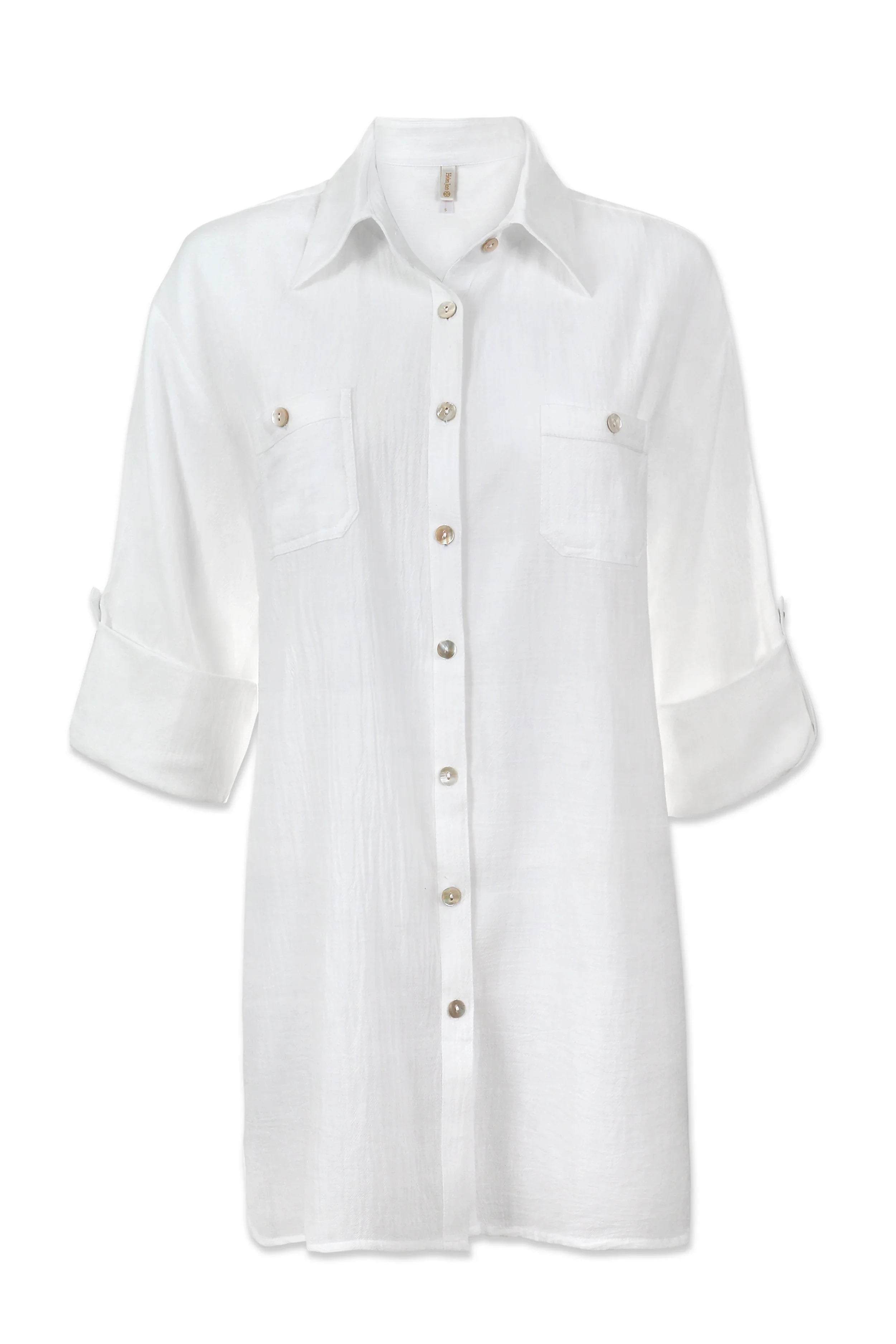 Stylish White Camp Shirt Cover Up for Women - Lightweight Beachwear & Summer Vacation Outfit - Perfect for Poolside, Beach Trips, and Casual Outings