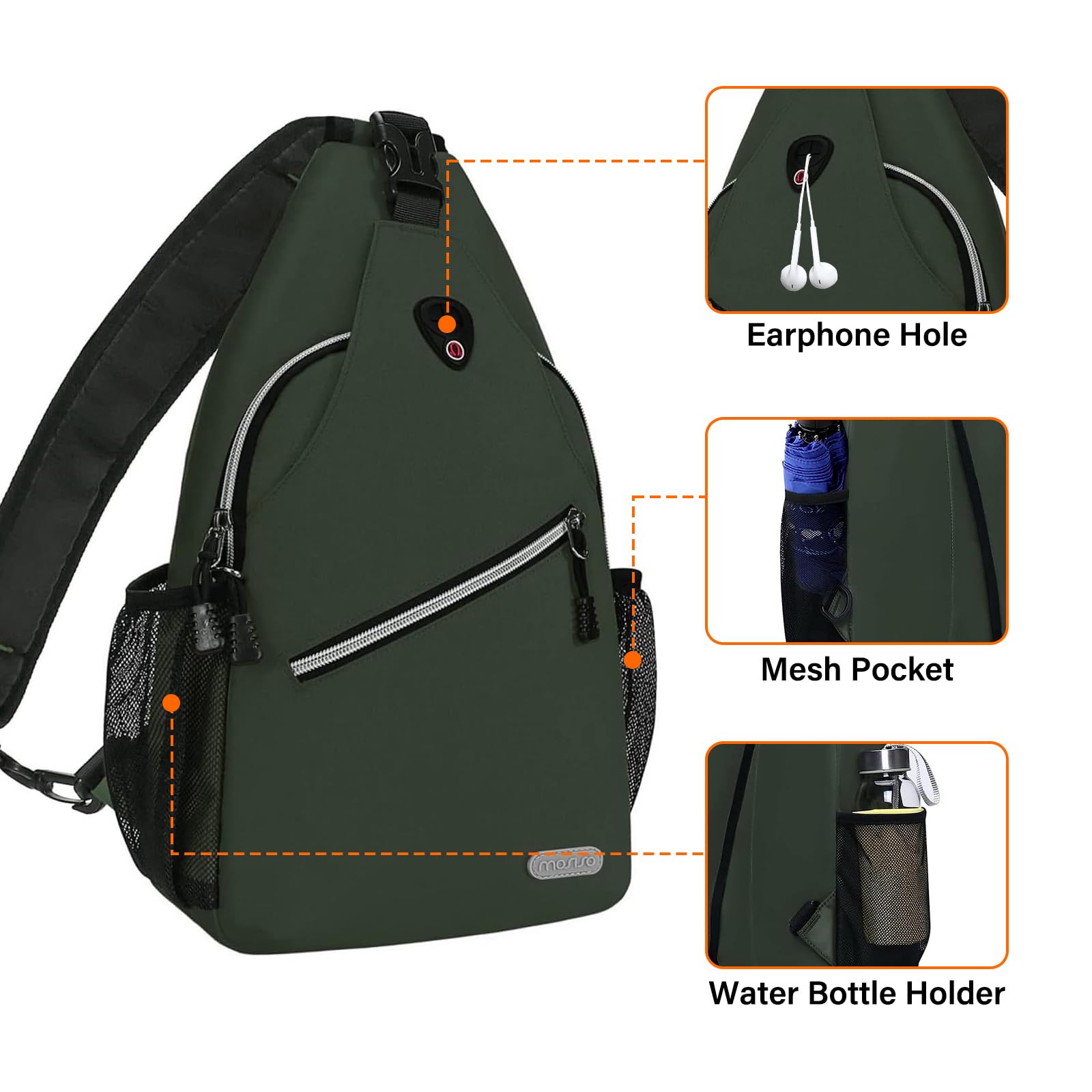 MOSISO Sling Backpack for Men & Women - Lightweight Waterproof Crossbody Shoulder Bag, Multipurpose Travel Hiking Daypack for Outdoor Adventures, Commuting and Daily Use