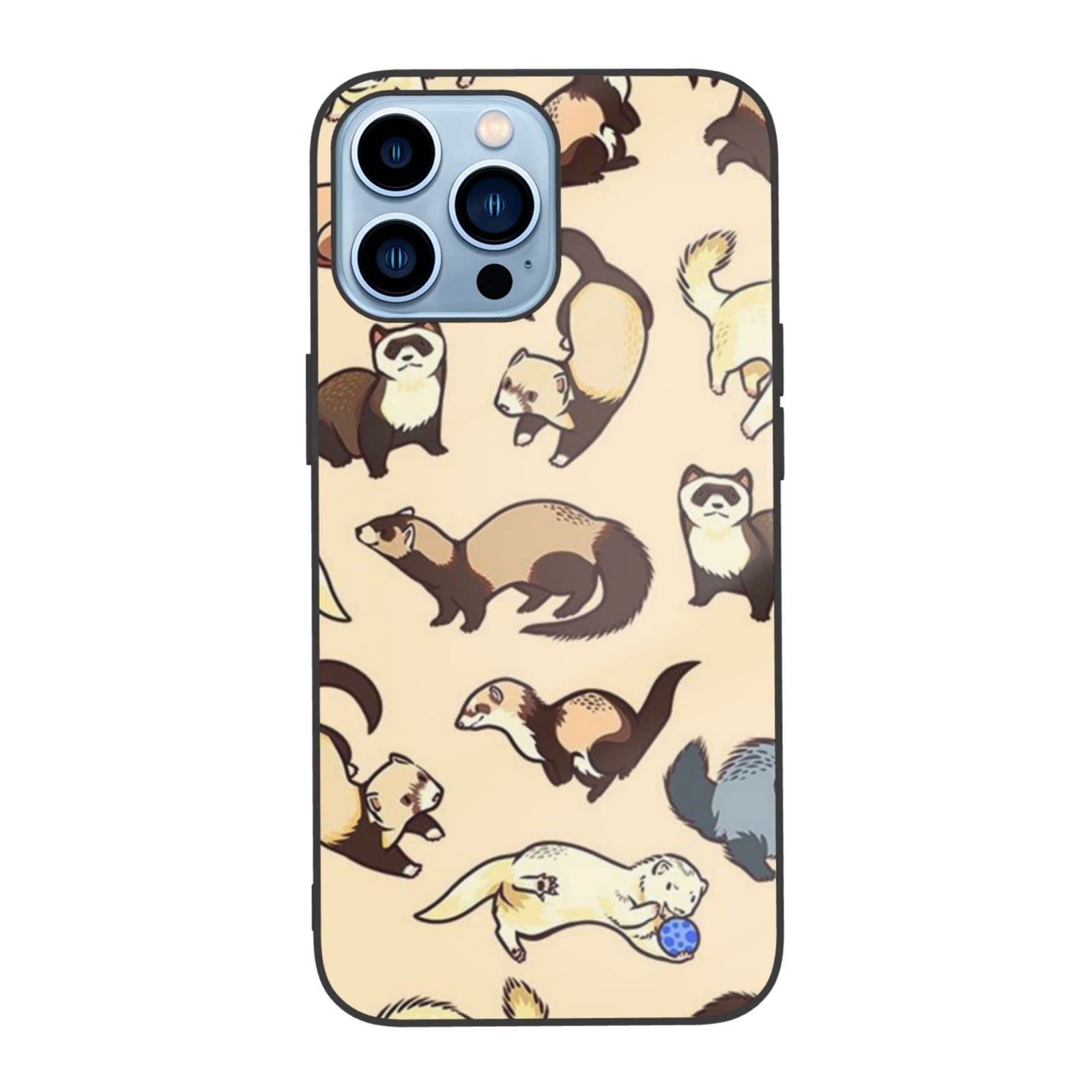 Hairy Ferret Print Shockproof Protective Phone Case for iPhone 13 Pro (6.1 Inch) - Cute Animal Design, Durable Cover for Daily Use, Work & Outdoor Activities - White (IP13 Pro-6.1in)