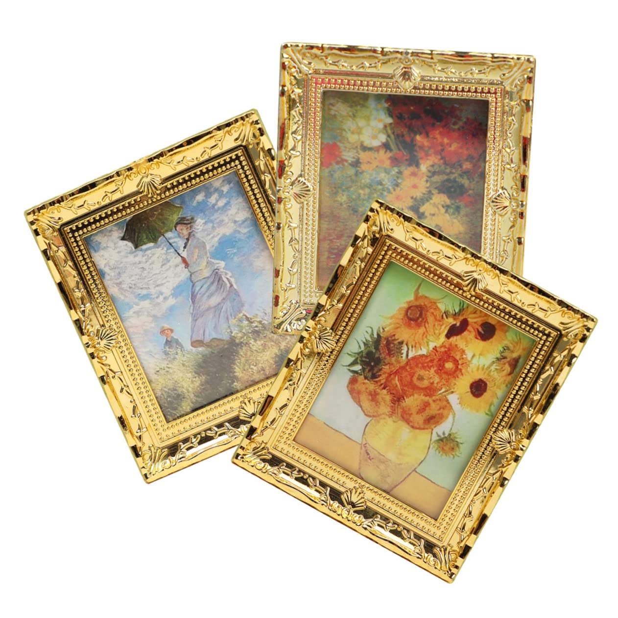 GANAZONO Miniature Dollhouse Oil Paintings - Set of 3 Tiny House Wall Decor, Resin Art Crafts for Home & Office Display, Perfect for Fairy Garden, Diorama, and Miniature Scene Decoration