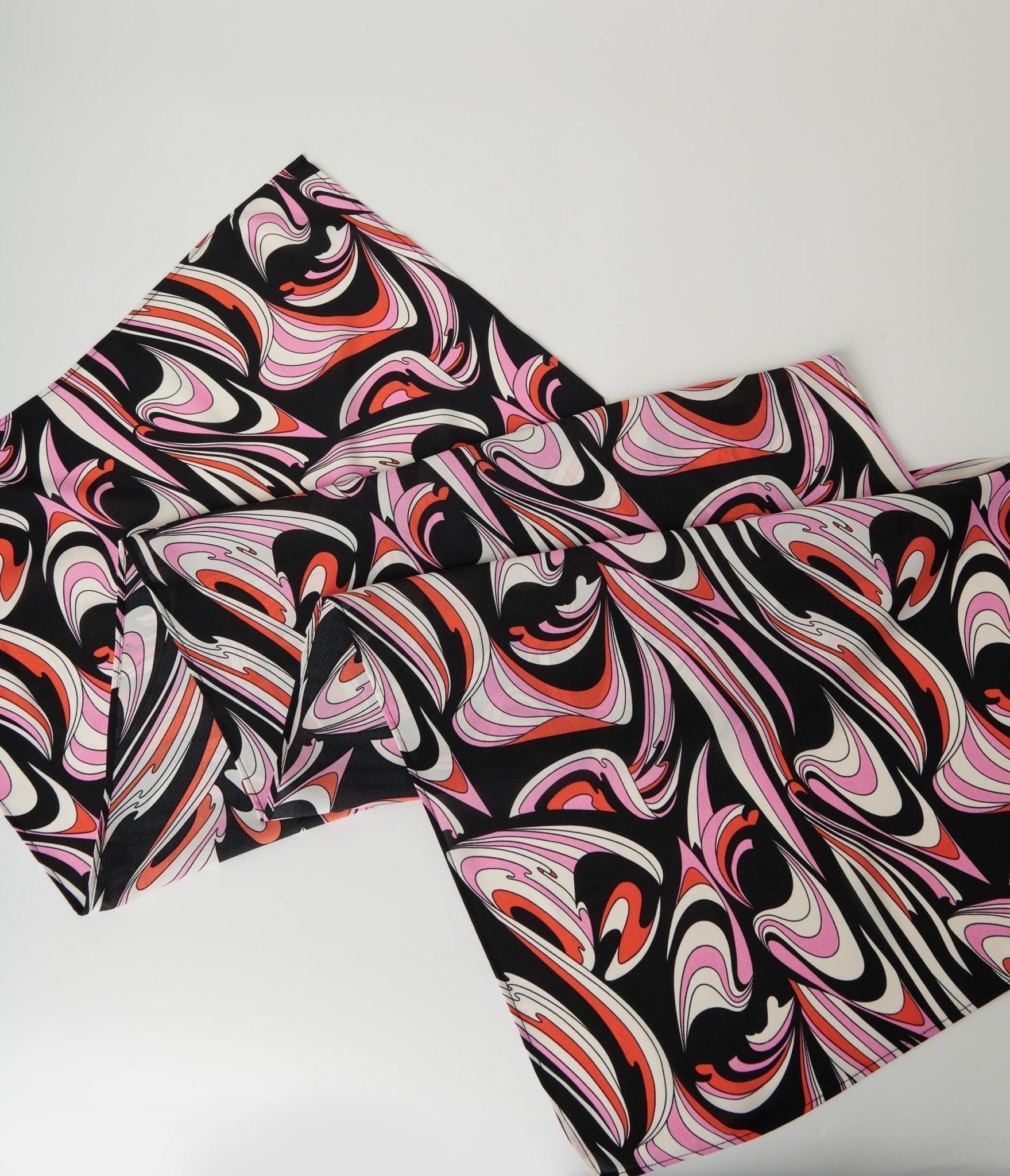 Smak Parlour Black & Pink Psychedelic Print Long Hair Scarf - Stylish Head Wrap for Women, Boho Fashion Accessory for Music Festivals & Beach Outfits