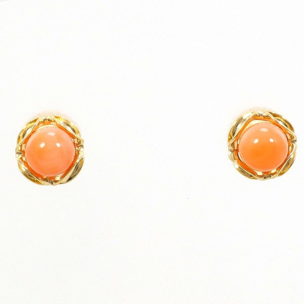 18K Yellow Gold Coral Earrings for Women - Elegant Handmade Dangle Earrings - Perfect for Weddings, Parties & Special Occasions
