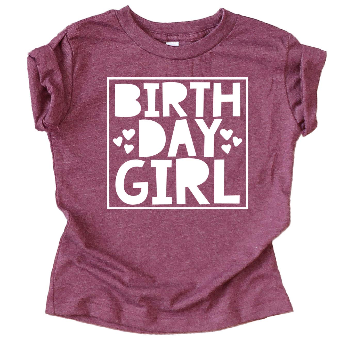 Olive Loves Apple Birthday Girl Square with Hearts T-Shirt & Raglan - Cute Birthday Outfit for Girls, Women & All Ages - Perfect for Birthday Parties, Celebrations & Special Occasions