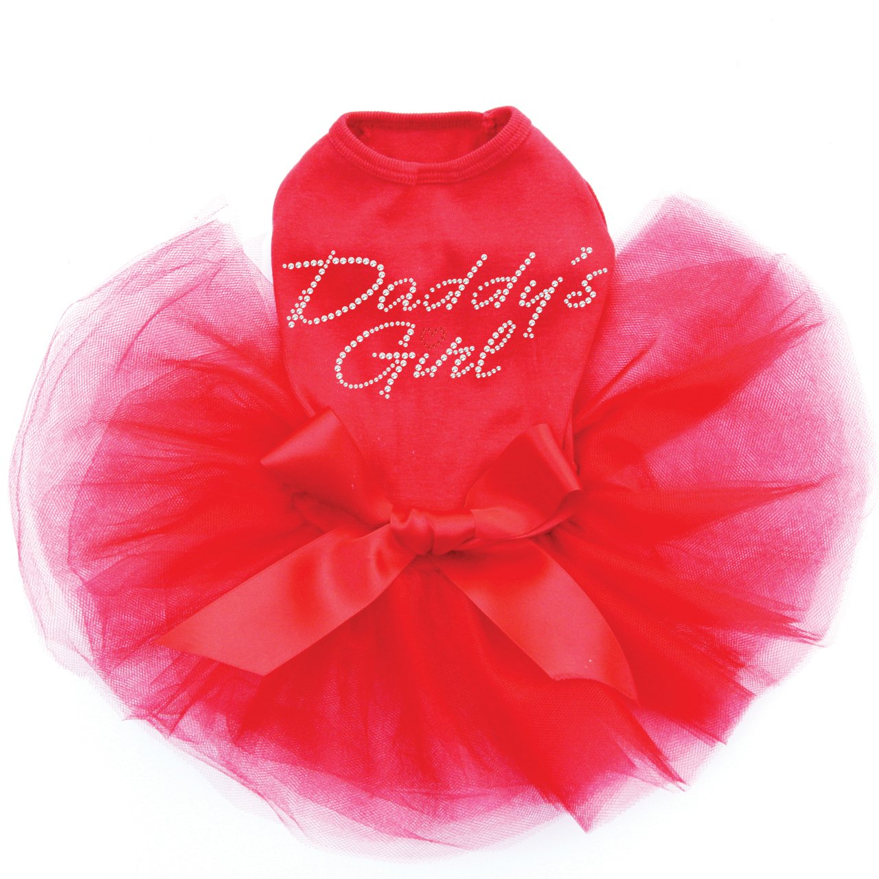 Daddy's Girl with Red Heart Dog Tutu Dress - Red Pet Costume for Small Dogs, Puppy Princess Outfit for Parties & Photo Shoots