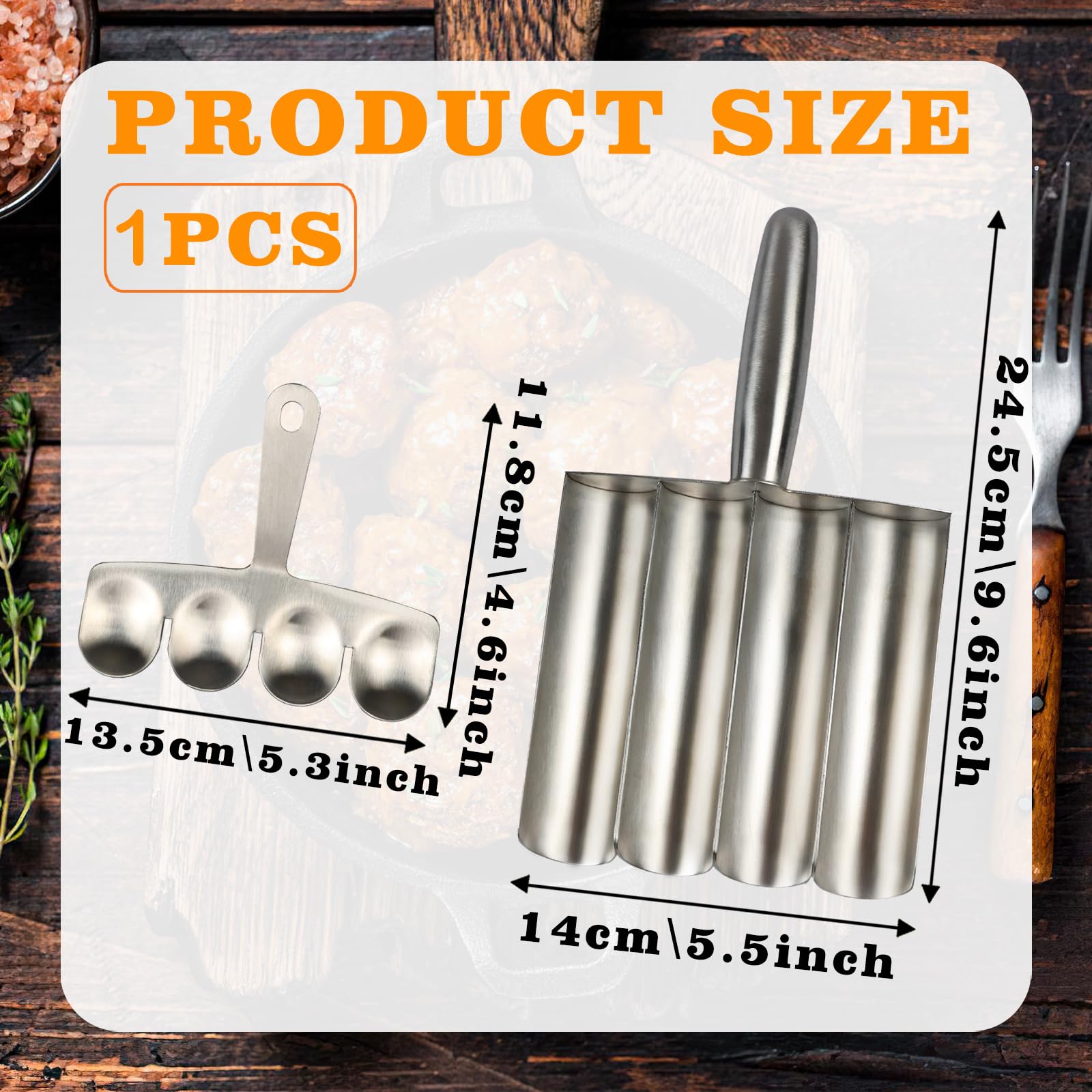 4-in-1 Stainless Steel Meatball Maker Tool - Professional Kitchen Meatball Scoop & Baller Kit for Fast & Easy Meatballs - Perfect for Homemade Italian, Swedish, or Asian Meatball Recipes