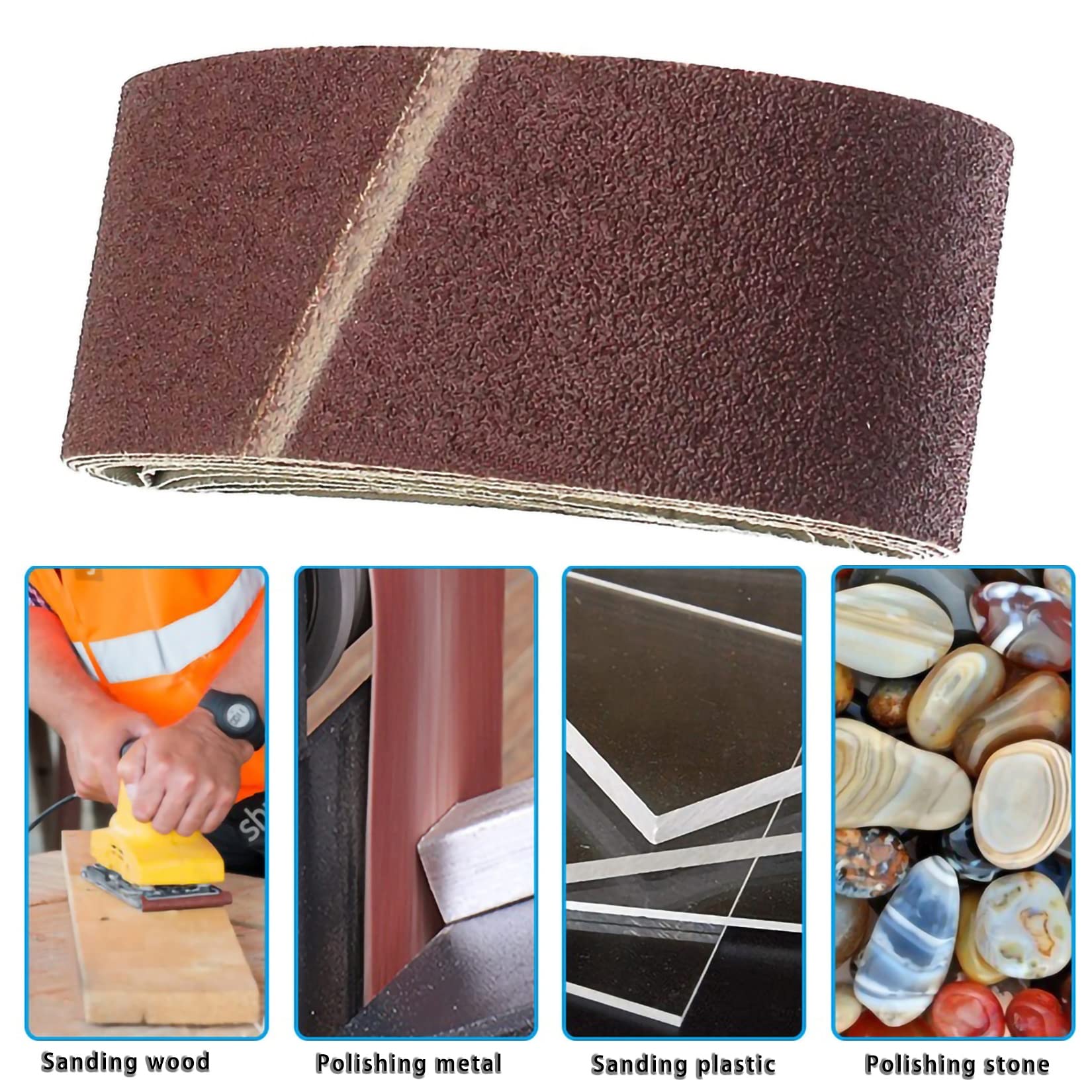10-Pack Aluminum Oxide Sanding Belts 2 x 72 Inch - 50 x 1800MM Assorted Grits for Belt Sander - Woodworking, Metal Polishing & DIY Projects - Durable Abrasive Grinder Belts for Smooth Finishing