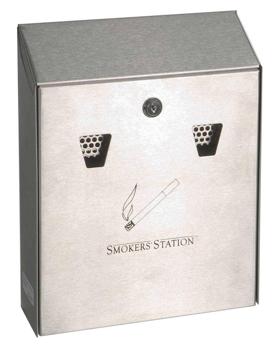 Rubbermaid Commercial Wall Mounted Smoker's Station - Black Stainless Steel Cigarette Butt Receptacle & Outdoor Ashtray for Offices, Malls & Public Areas | Durable Smoking Solution for Entrances, Patios & High-Traffic Locations