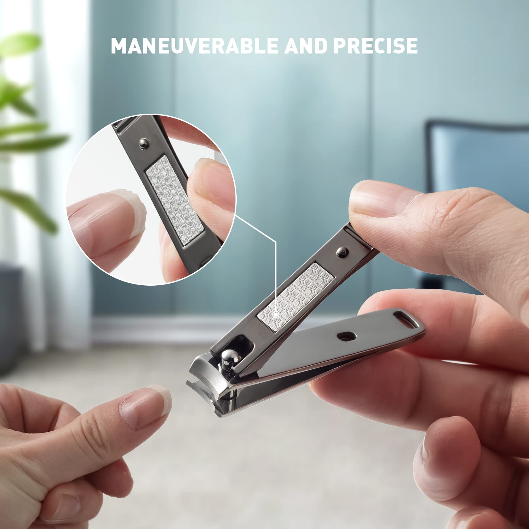 BEZOX Premium Stainless Steel Nail Clipper Set - Ultra Sharp Ergonomic Nail Cutter & File for Seniors, Adults & Kids - Perfect for Fingernails & Toenails - Ideal for Home, Travel & Grooming Kits