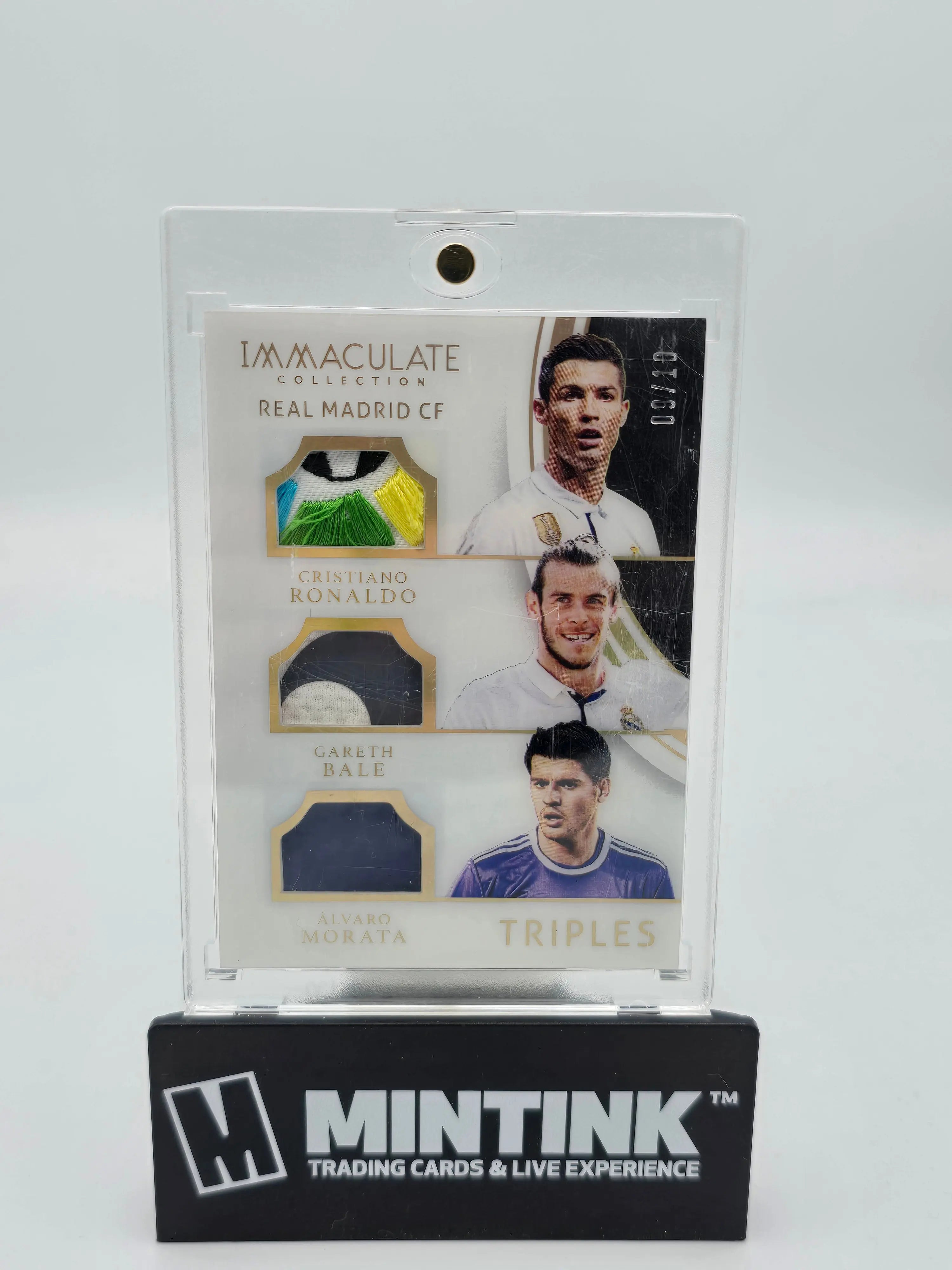 2017 Immaculate Soccer Triple Player Worn Materials Card - Cristiano Ronaldo, Gareth Bale & Alvaro Morata /10 - Rare Collectible for Soccer Fans & Memorabilia Enthusiasts - Perfect for Display, Trading & Investment