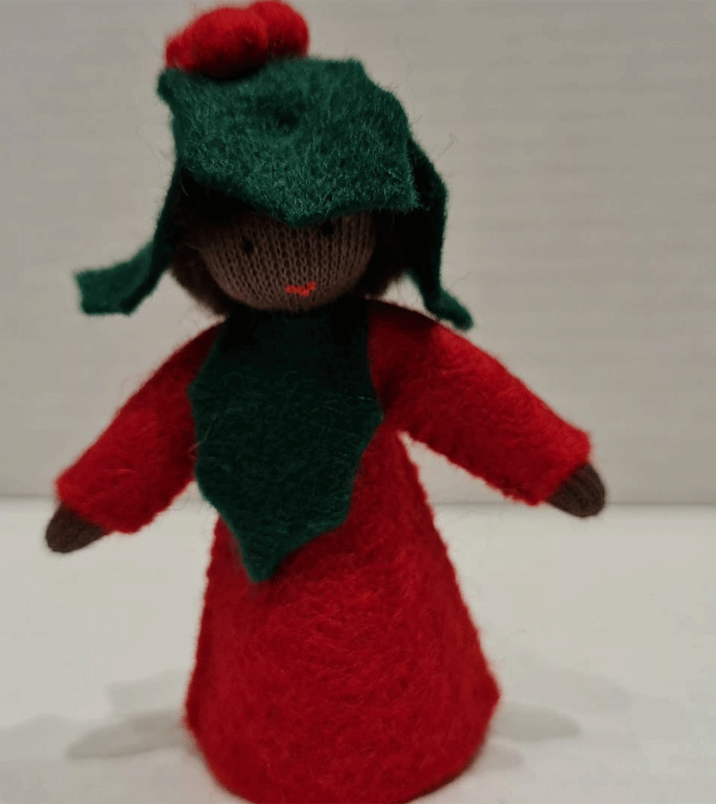 Dark Skin Holly Waldorf Flower Fairy Doll - Handmade Waldorf Inspired Toy for Pretend Play & Storytelling | Perfect Gift for Kids & Waldorf Education