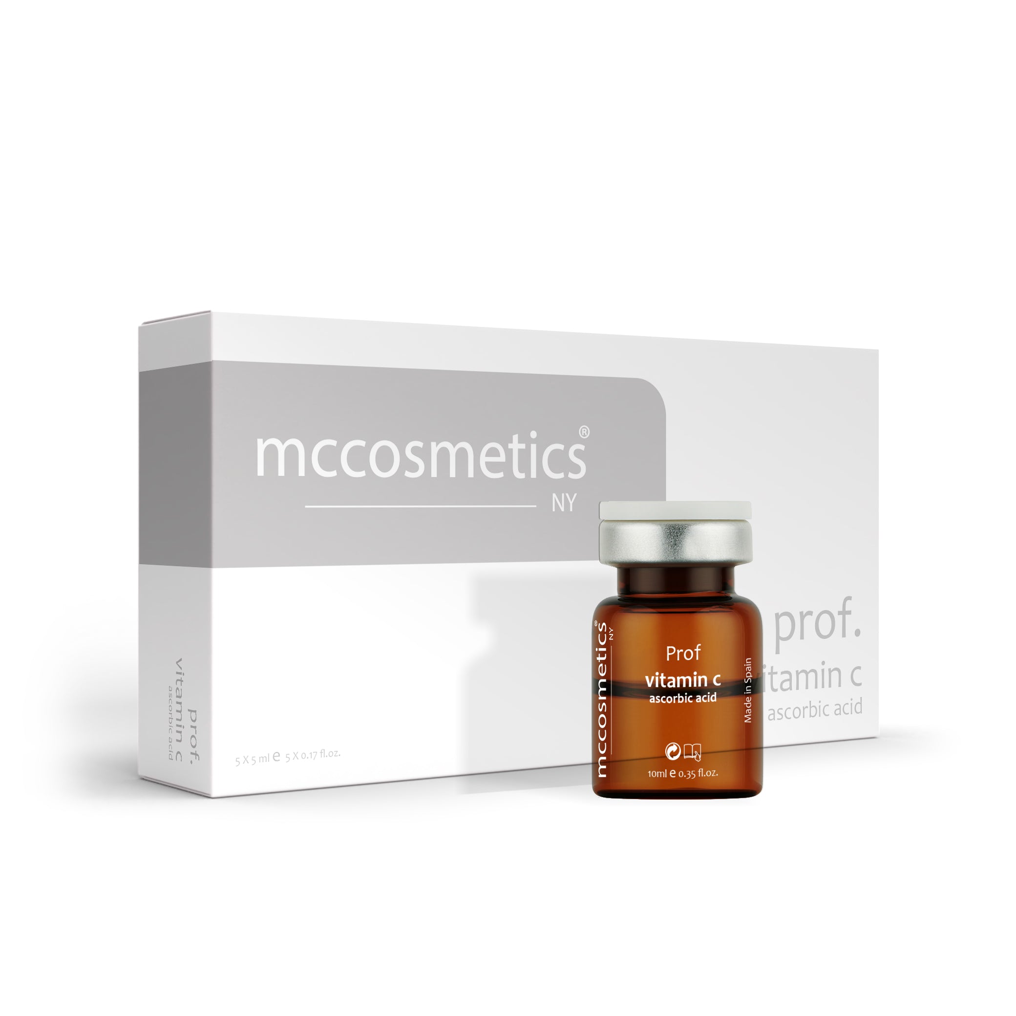 MCCosmetics NY Professional Vitamin C Serum – Antioxidant Vials with Hyaluronic Acid & Ascorbic Acid for Skin Brightening, Elasticity & Anti-Aging (5 x 5ml) | Daily Skincare Routine, Morning & Night Face Treatment for Glowing Skin