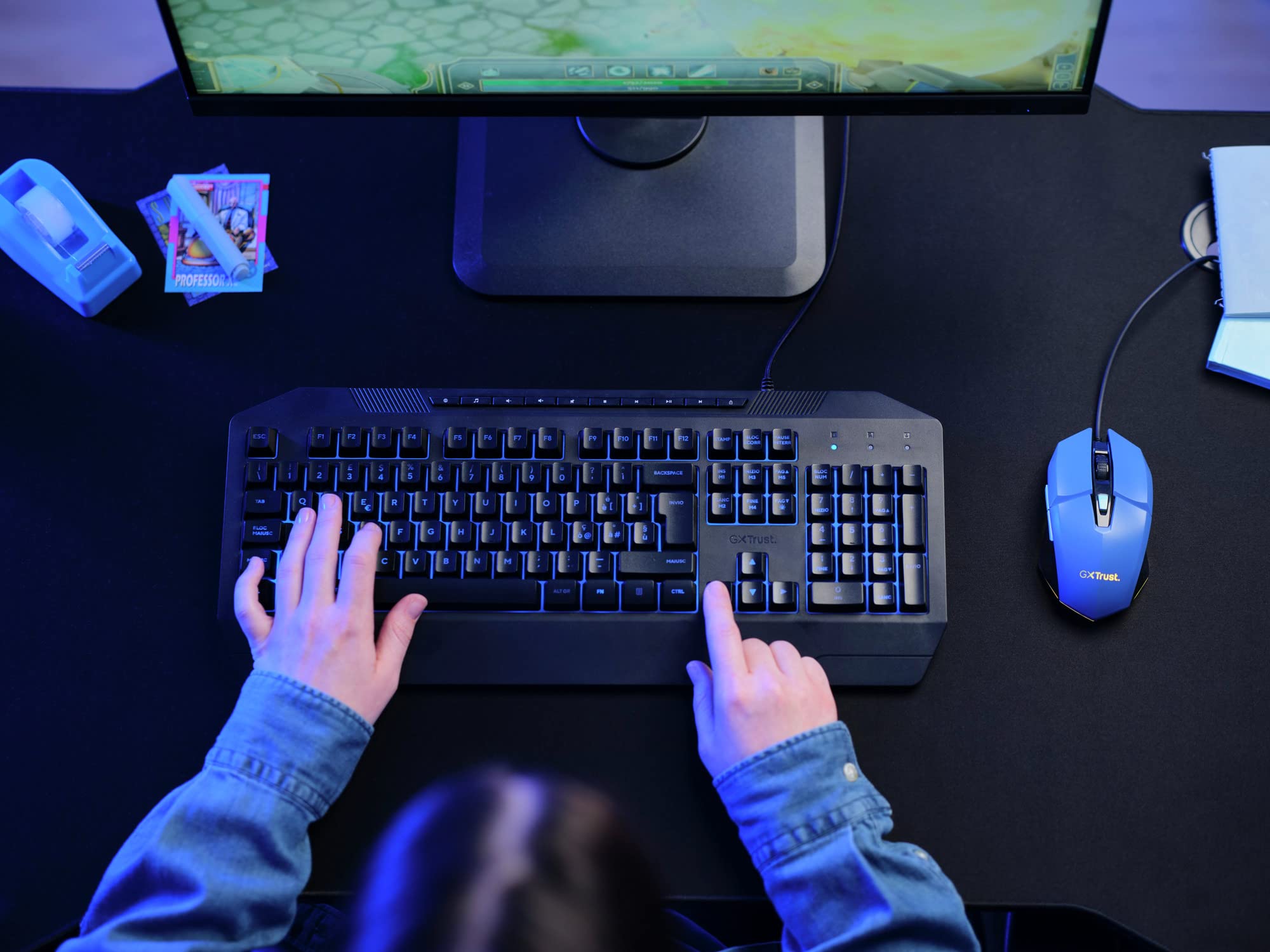 Trust Gaming GXT 109B Felox Gaming Mouse - 6 Programmable Buttons, RGB LED Lighting, 200-6400 DPI Adjustable, 150cm USB Cable, Built-in Software for PC/Laptop (Blue) - Perfect for FPS, MOBA & MMO Gaming