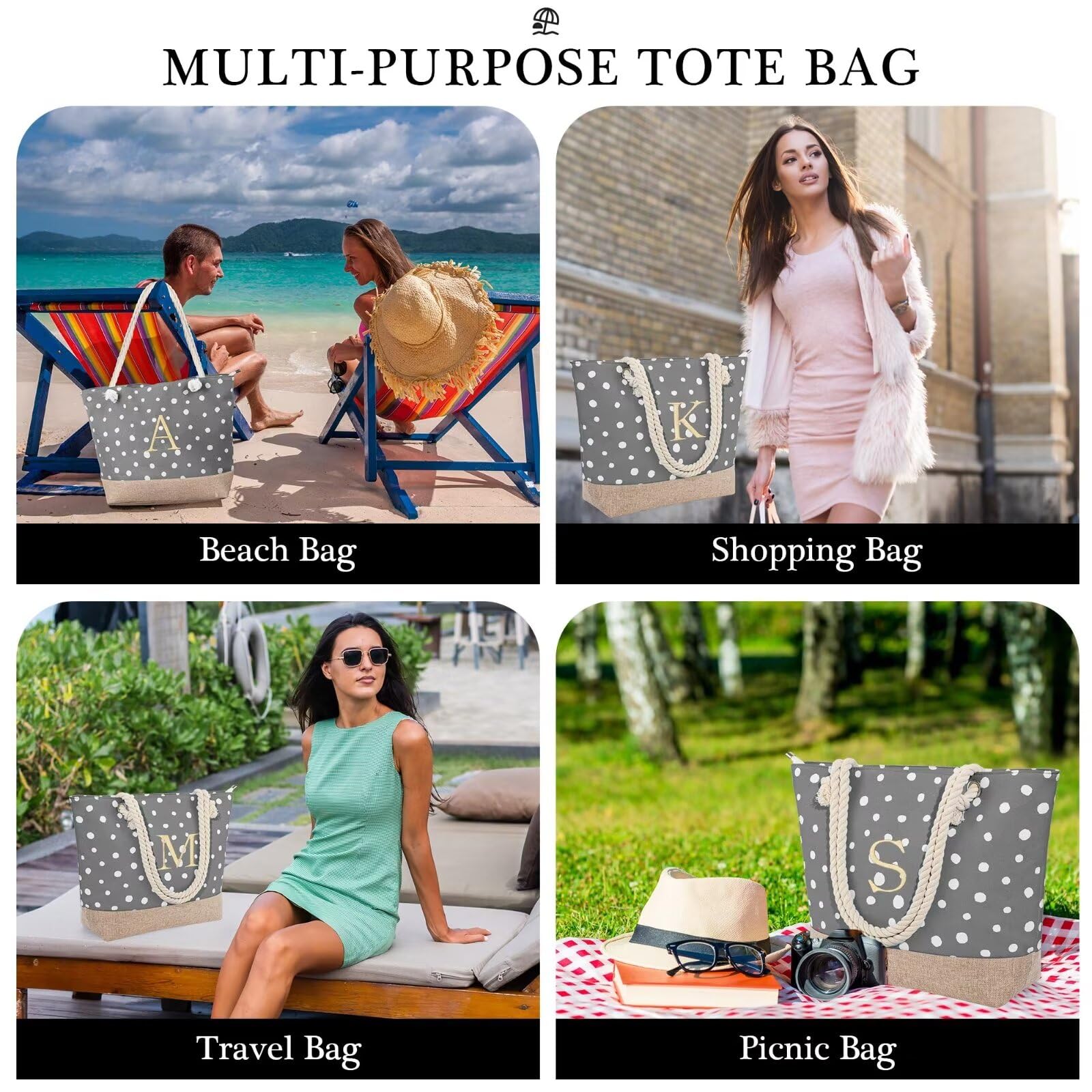 YOOLIFE Personalized Christmas & Birthday Gifts for Women - Custom Travel Tote Bag & Makeup Pouch Set for Mom, Wife & Best Friend | Perfect Beach Vacation, Spa Day & Daily Use Accessories