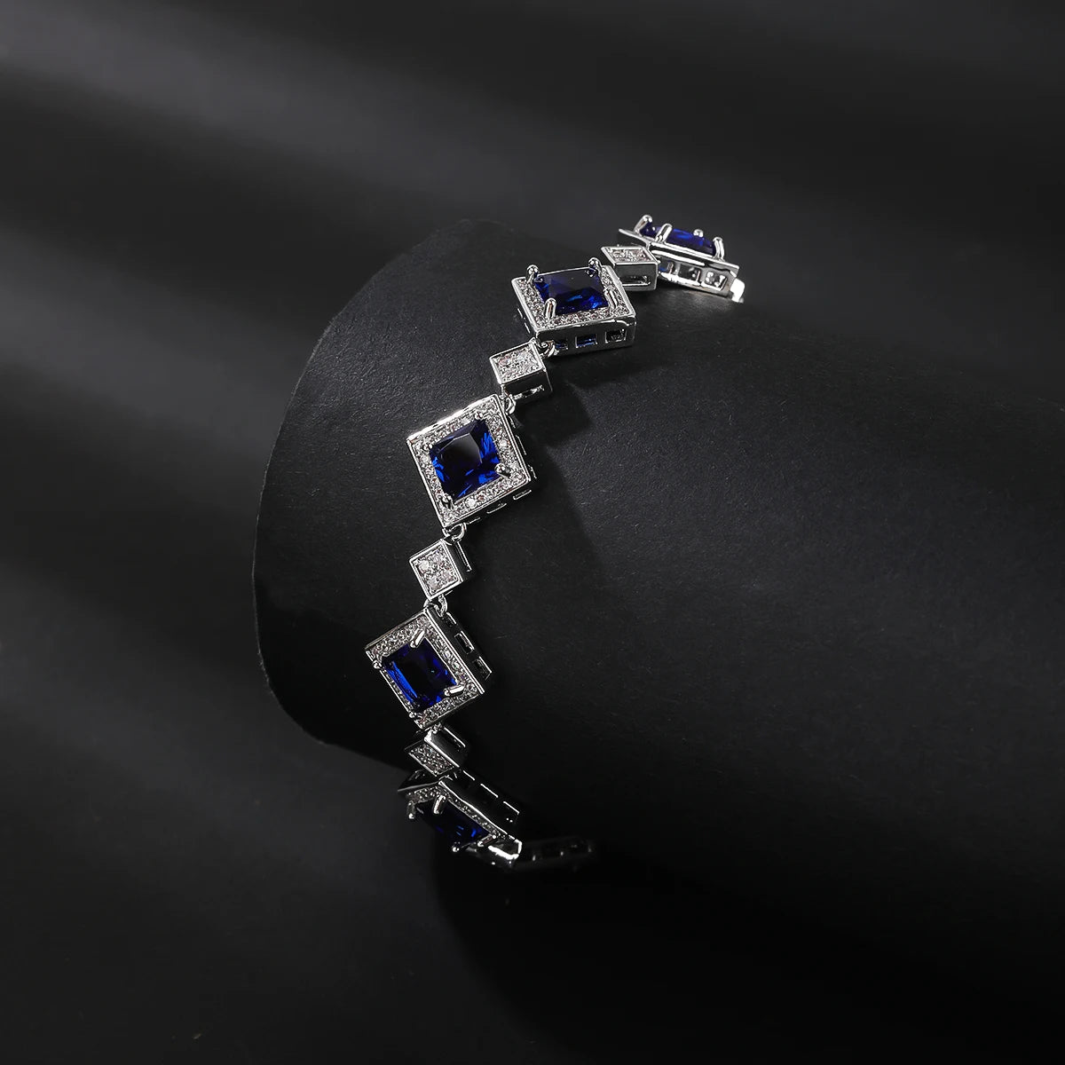 Elegant Silver Plated Cubic Zirconia Bracelet for Women - Red, Blue, Green Gemstone Chain | Perfect for Parties, Weddings & Special Occasions