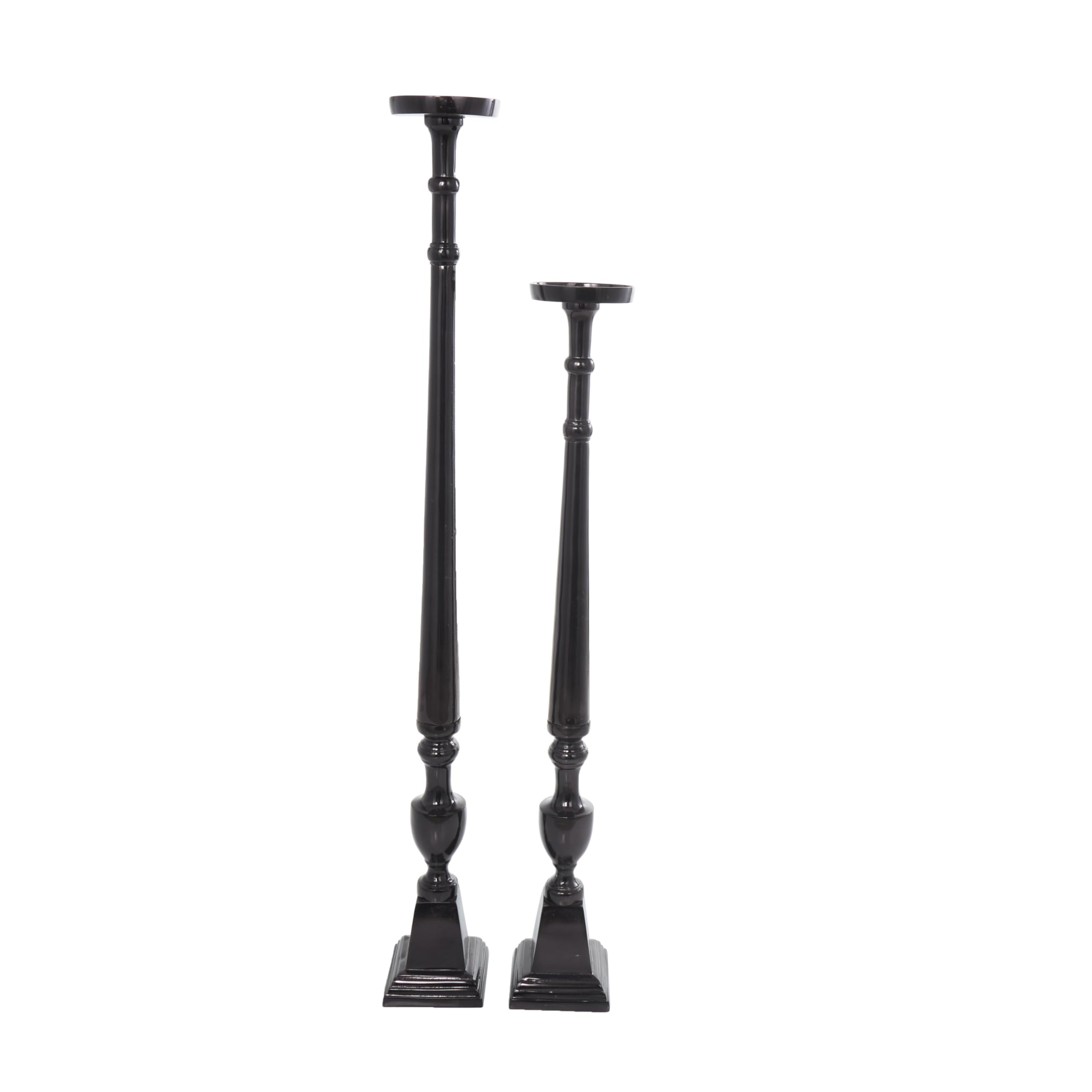 Deco 79 Black Aluminum Metal Floor Candle Holder Set - 42