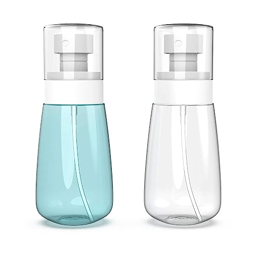 BLUERIDE 2-Pack Small Travel Spray Bottles 2oz/60ml - PETG Leak-Proof Mist Sprayer for Face, Hair & Toner - Portable Refillable Cosmetic Containers for Skincare, Makeup & Travel Essentials