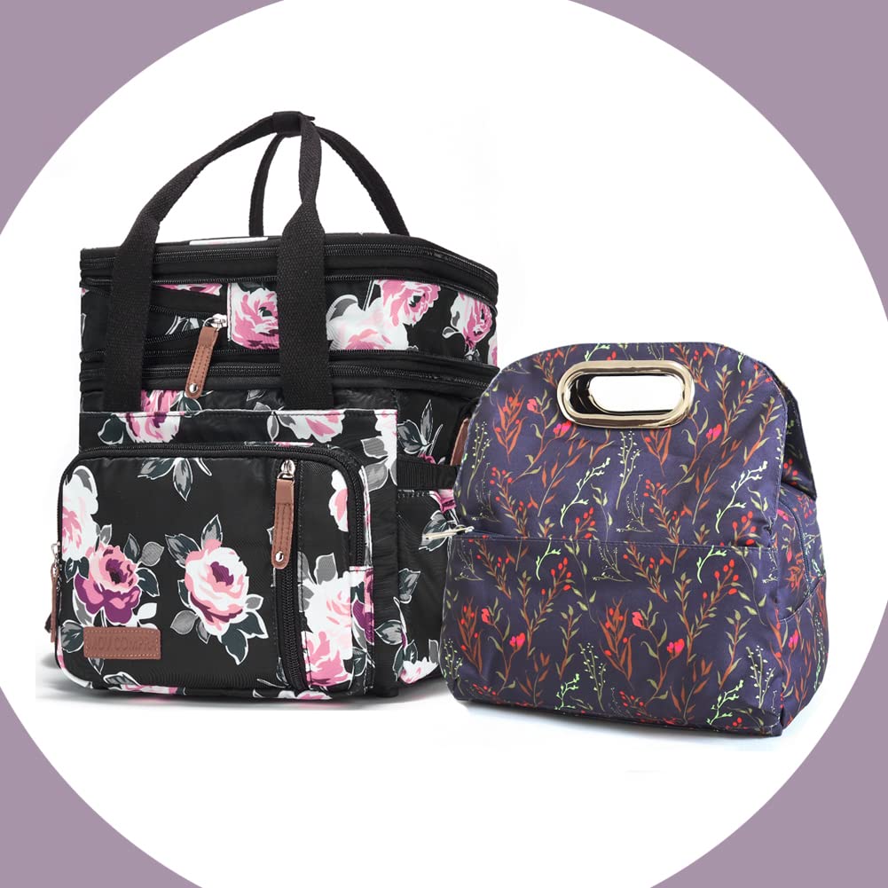 Movcompra Expandable Insulated Lunch Bag for Women - Reusable & Leak-Proof Small Lunch Box for Work, School & Picnics - Perfect for Office, Travel & Outdoor Activities