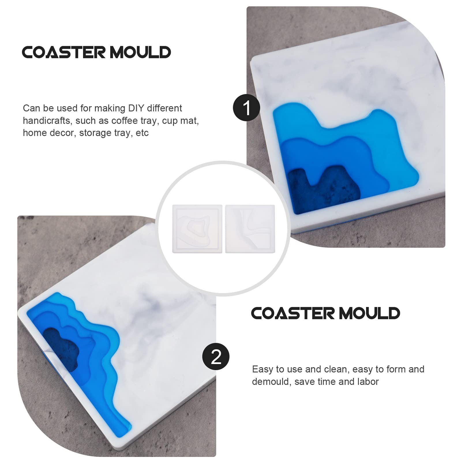 EXCEART 2-Pack Silicone Coaster Molds for DIY Epoxy Resin Casting - Round Drink Coaster Molds, Candle Holder & Plate Dish Molds - Perfect for Handmade Crafts, Home Decor & Gift Making