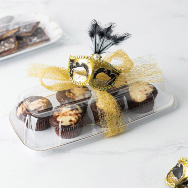 10.6 Inch Organic Black and Gold Rectangle Serving Tray - 2 Pack Set, Elegant Appetizer Platter for Parties, Weddings, and Home Decor