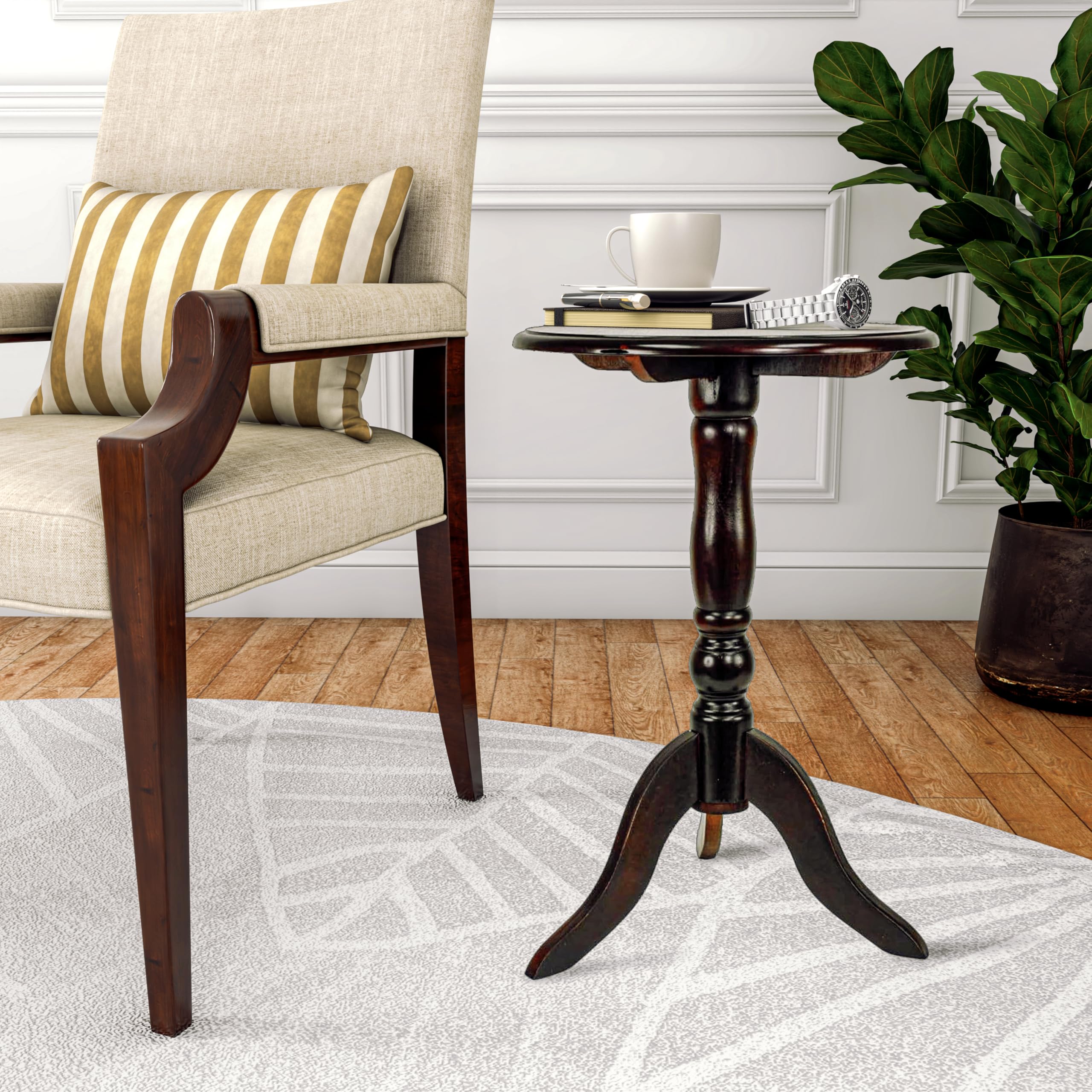 Aged Cherry Pedestal Accent Table 15x15x24 - Perfect for Living Room Decor