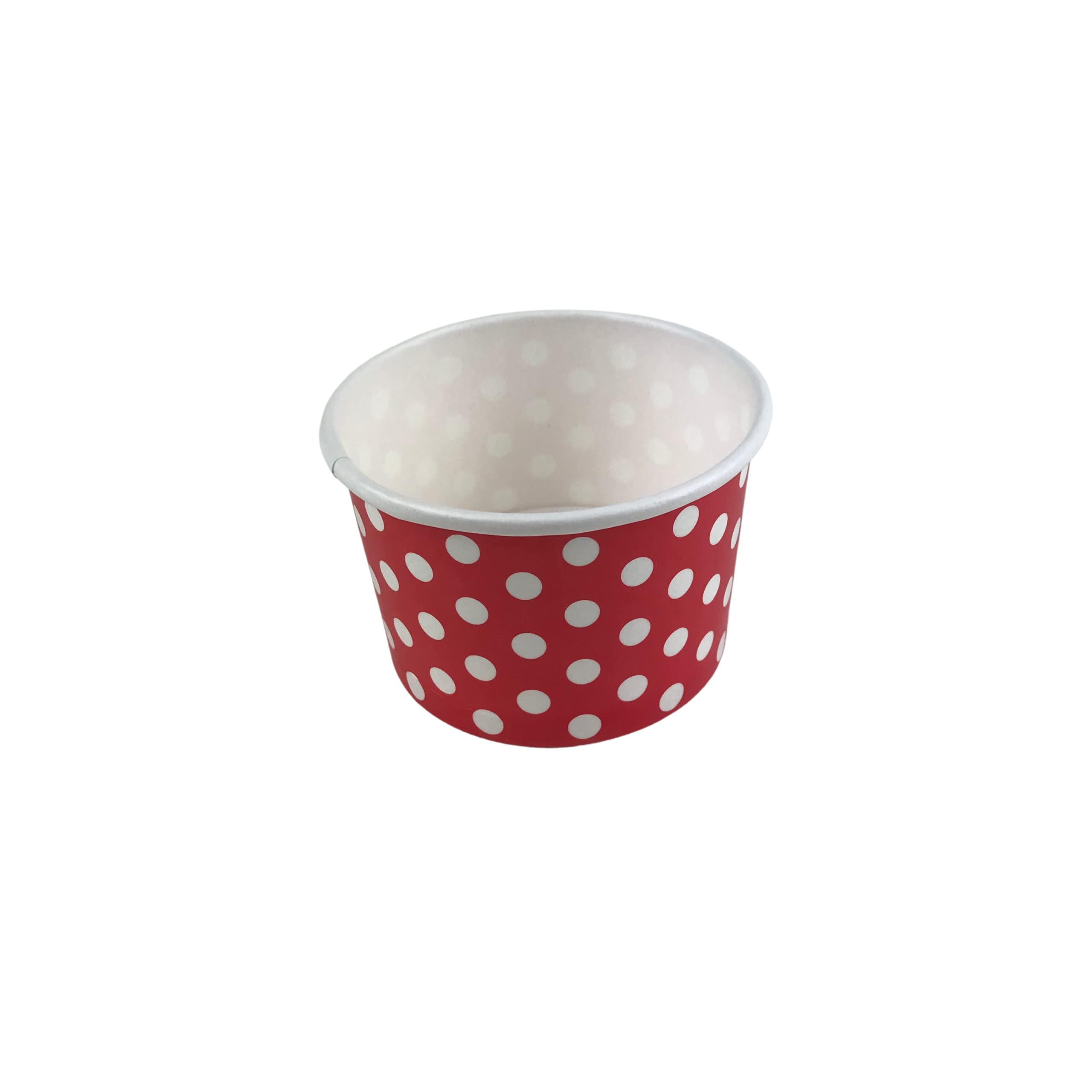 MMvolesy 8oz Red Polka Dot Disposable Paper Ice Cream Cups - 50 Pack | Eco-Friendly Dessert Bowls for Cold & Hot Foods Like Ice Cream, Pudding, Soup | Perfect for Parties, Catering & Home Use