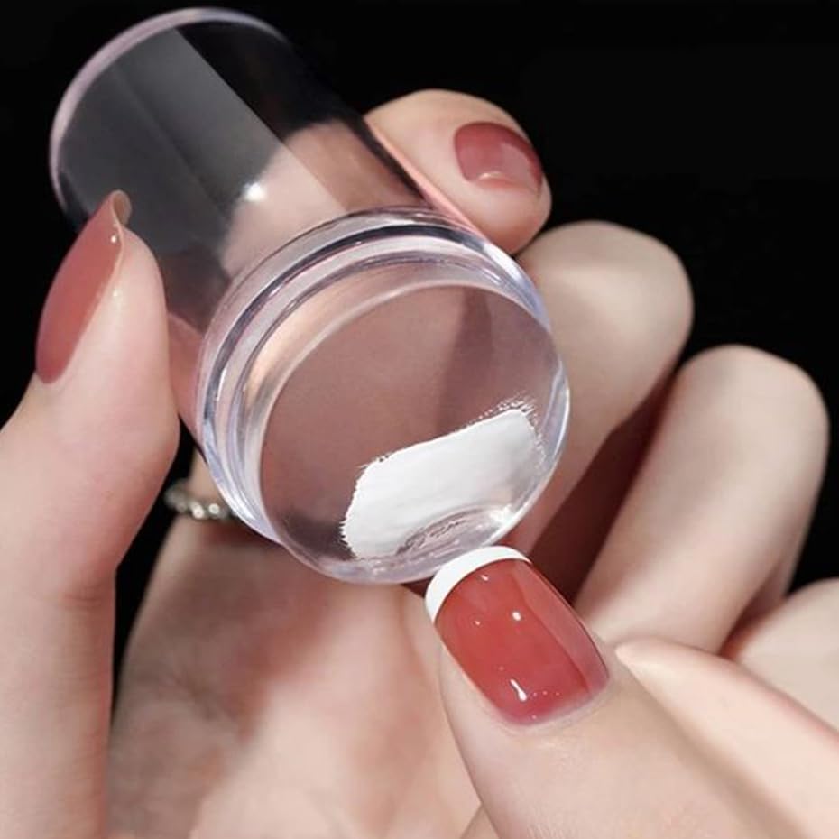 YRTOYS Silicone Jelly Nail Stamper - Transparent Nail Art Stamper & Scraper with Cap for DIY French Manicure - Professional Nail Decor Tool for Women & Girls (Pack of 1) - Perfect for Home Salon, Nail Art Parties & Professional Use