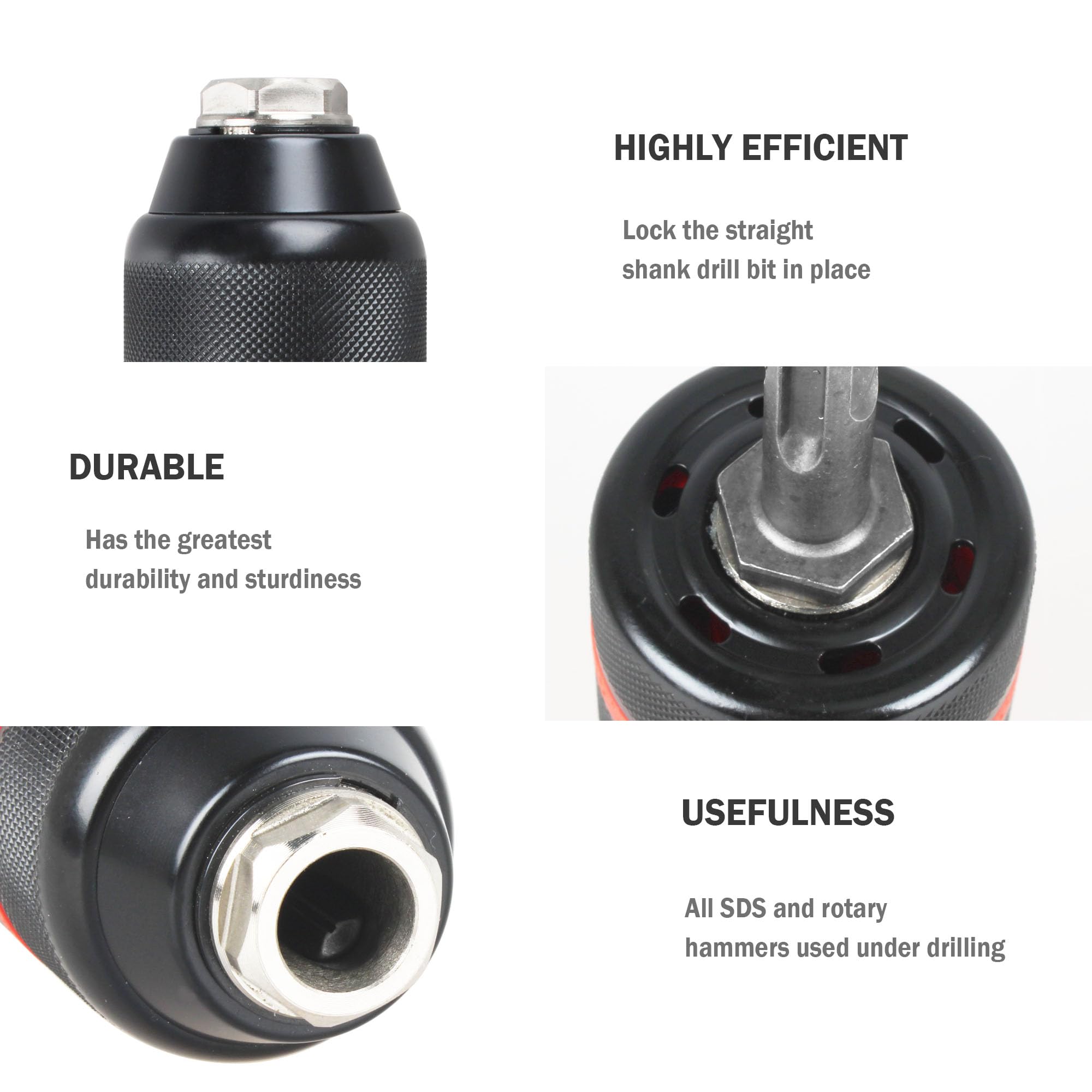 Self-Tightening Keyless Drill Chuck with SDS Plus Adapter for BOSCH 1/2