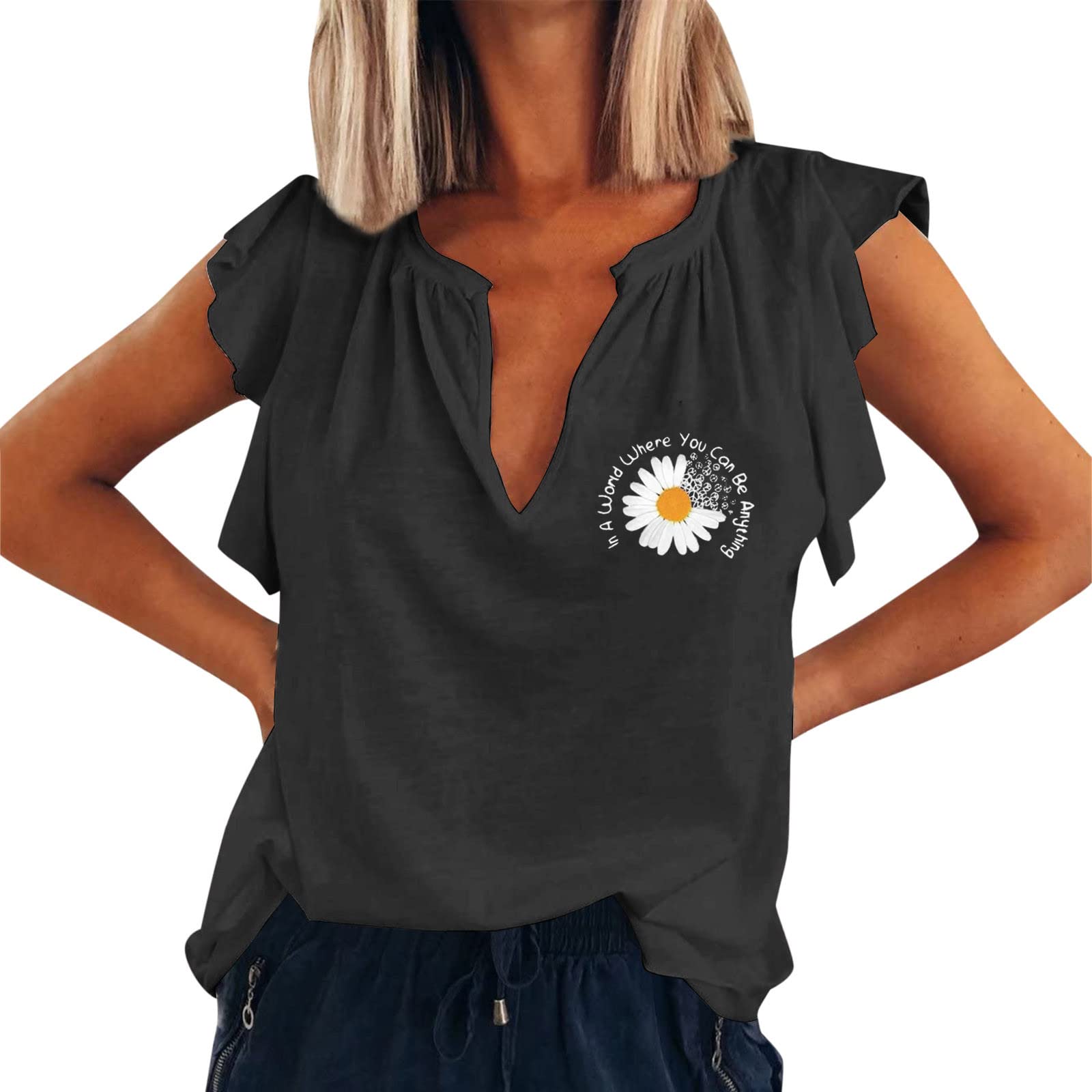 Women's Casual Summer Tops - Loose Batwing Short Sleeve Tee Shirts with Pocket | Perfect for Beach Outings, Weekend Wear & Summer Travel