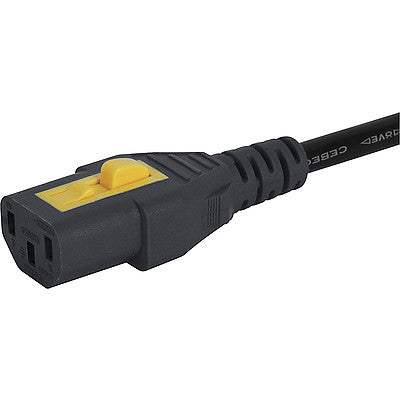 6051.2070 AU Plug to C13 Female V-Lock Power Cord 1.5m, 10A 250V, Black/Yellow - Perfect for Computers, Servers & Office Equipment