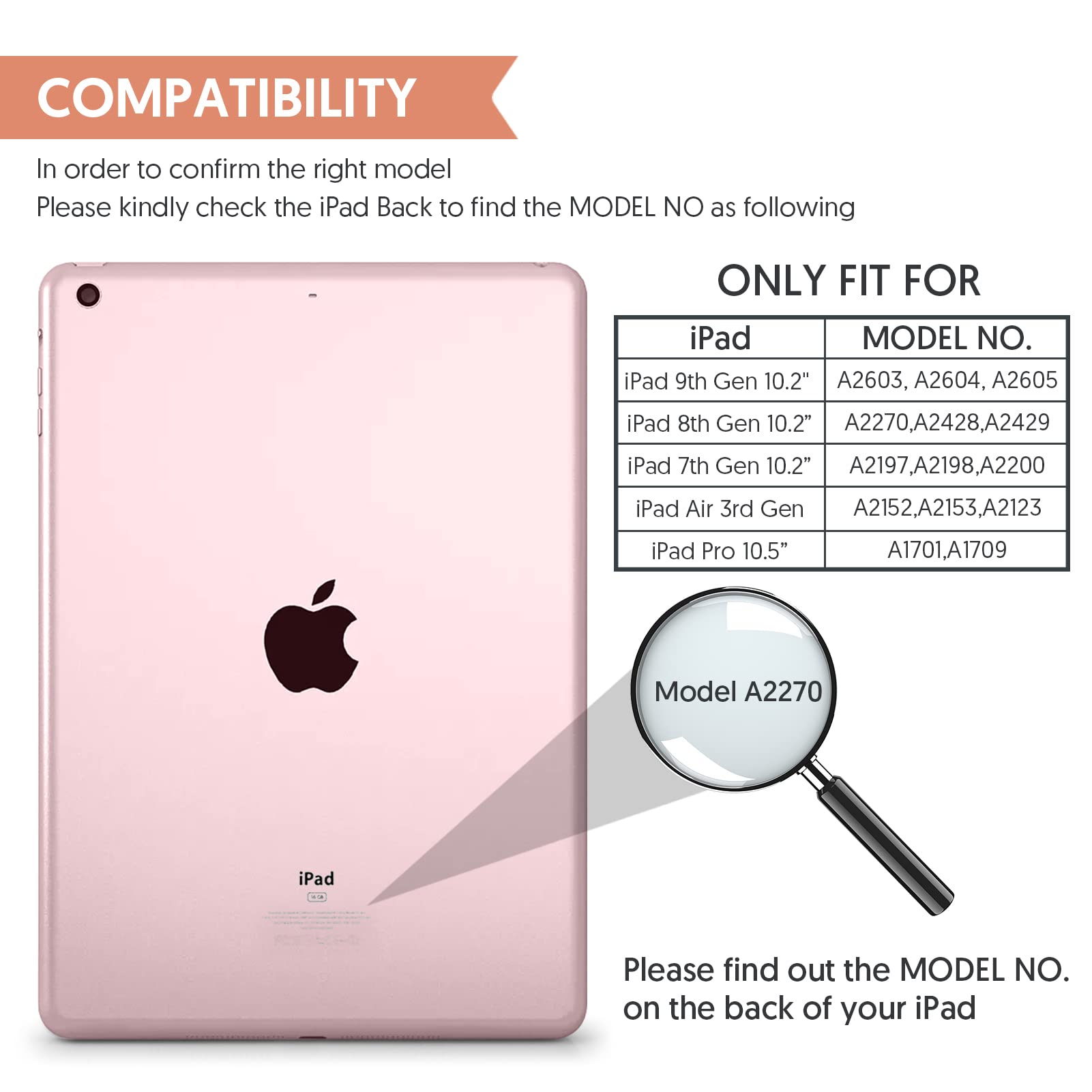 Bluetooth Keyboard Case with Touchpad for iPad 9th/8th/7th Gen, iPad Air 3rd & iPad Pro 10.5