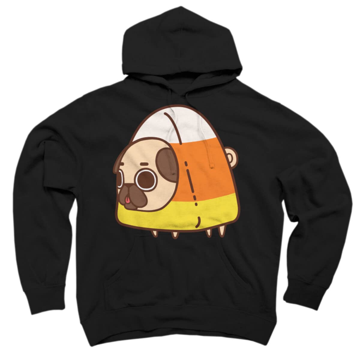 Design By Humans Unisex Puglie Candy Corn Pullover Hoodie - Soft Cotton Sweatshirt for Men & Women - Perfect for Halloween, Fall Fashion & Casual Wear