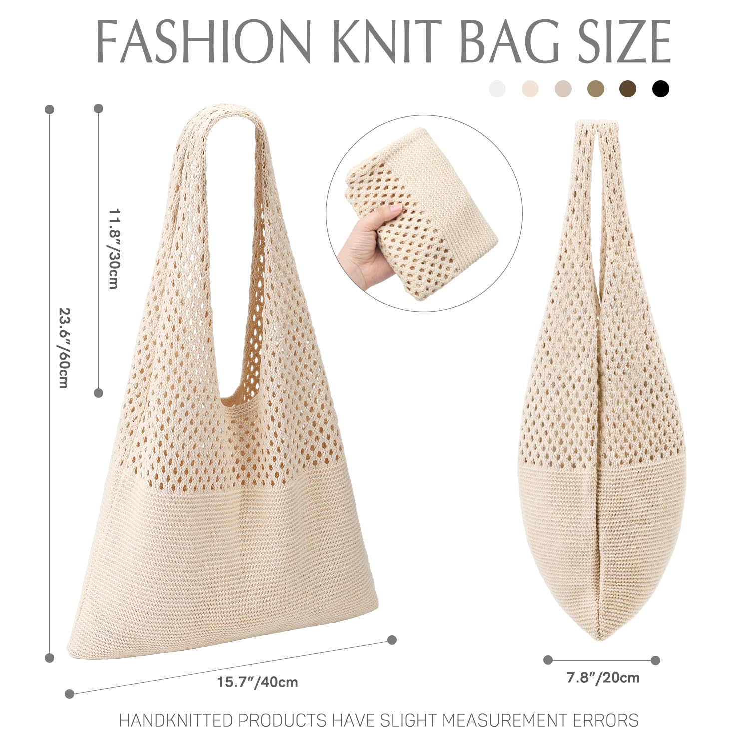 Stylish Ayieyill Crochet Tote Bag for Women - Breathable Mesh Beach Bag, Boho Knit Purse for Summer Vacation & Everyday Use | Perfect for Beach Trips, Shopping, and Casual Outings