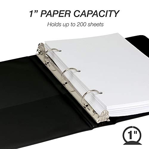 Samsill Economy 1 Inch Mini 3 Ring Binder - Made in USA, Round Ring Binder with Non-Stick Customizable Cover, Black (12300) - Perfect for School, Office & Home Organization